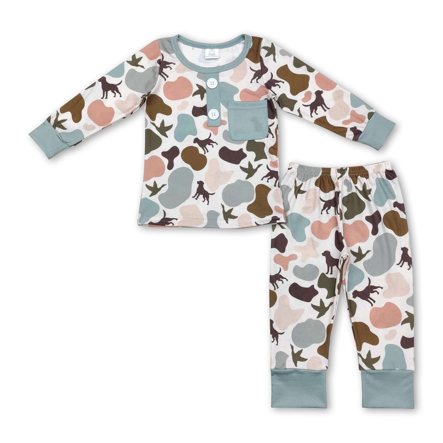 Langarm-Hund-Ente-Camouflage-Schlafanzug für Jungen