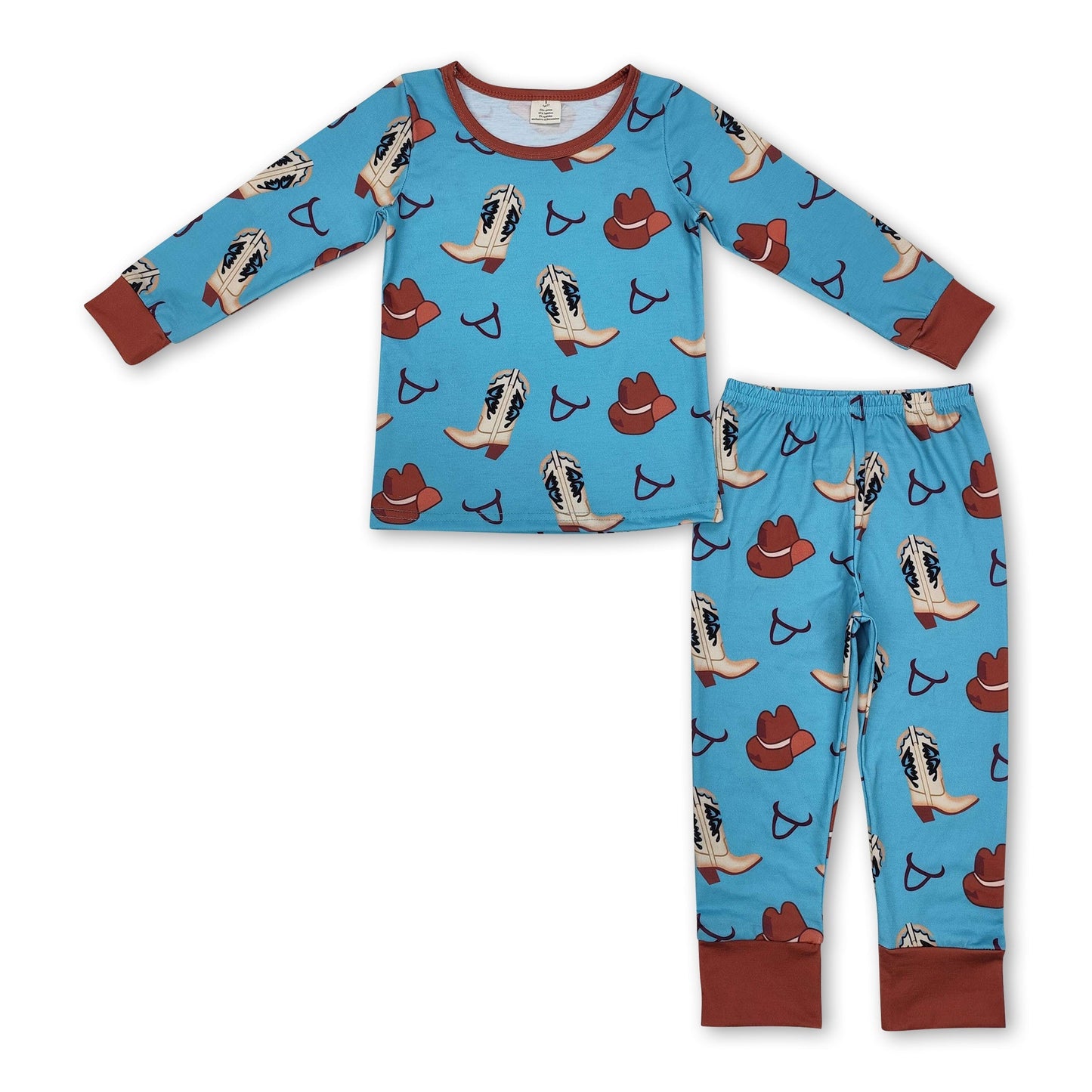 Langärmlige Stiefel Hut Kinder Jungen Western-Schlafanzug