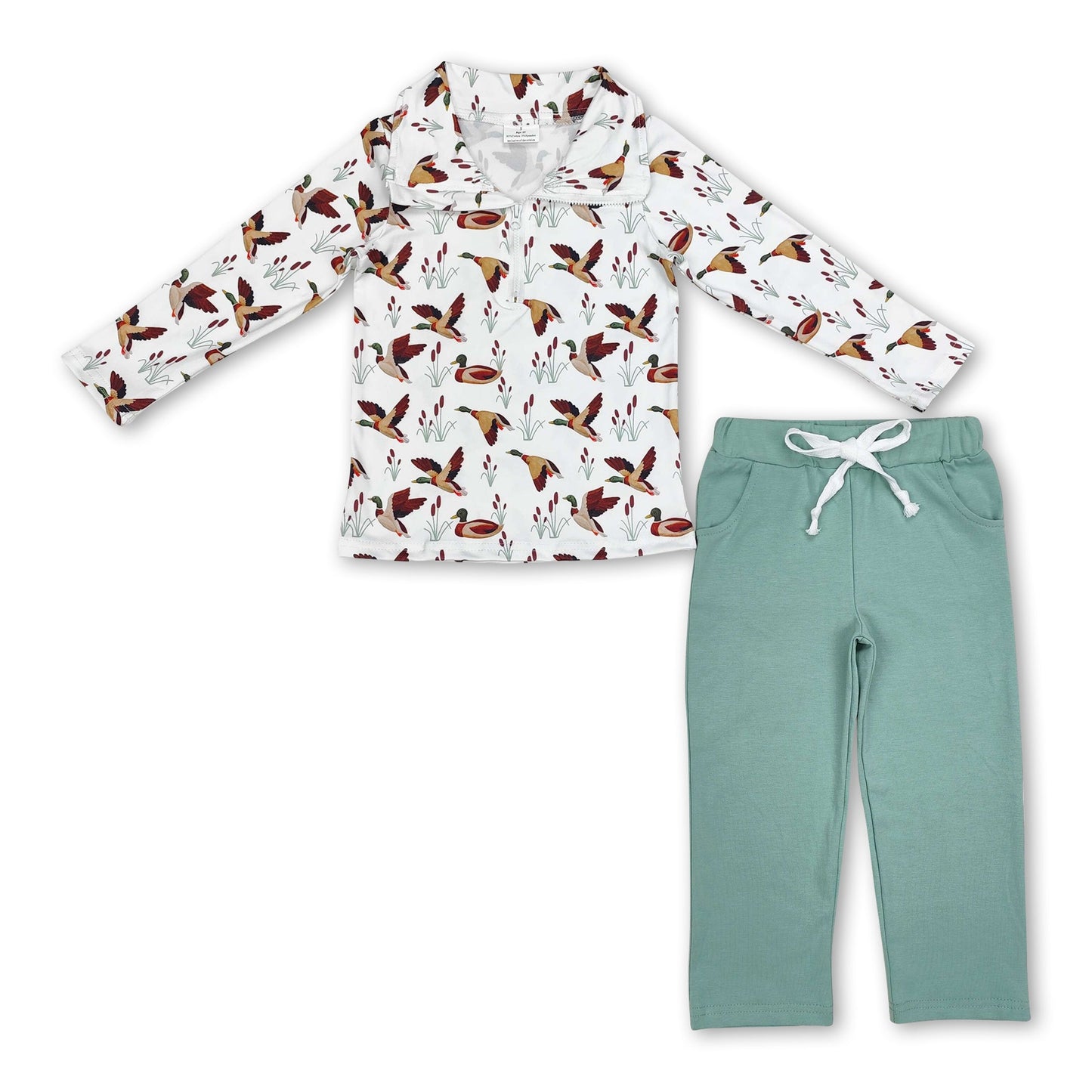 Junge Kleidung Enten-Kapuzenpullover-Taschenhose Jagd