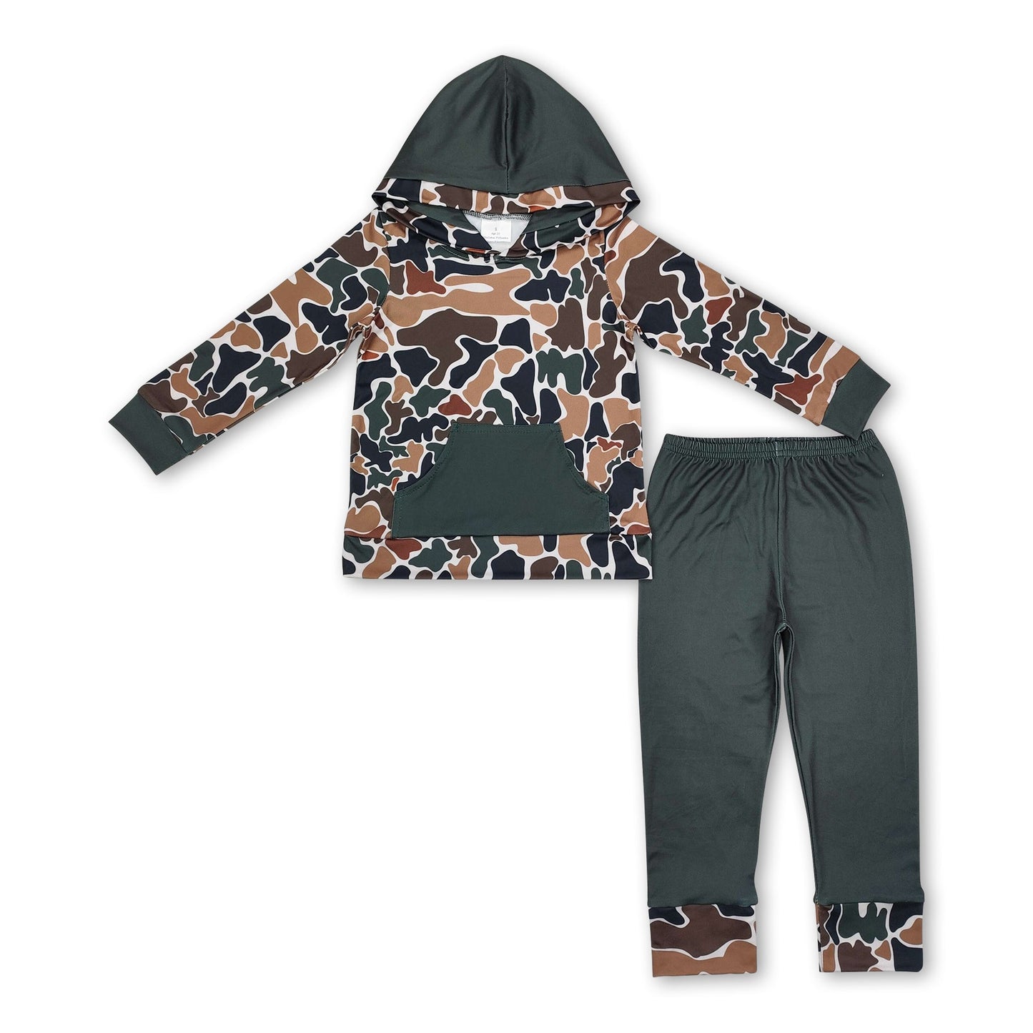 Dunkle Camo-Taschen-Kapuzenpullover-Hose für Kinder Jungen Kleidung