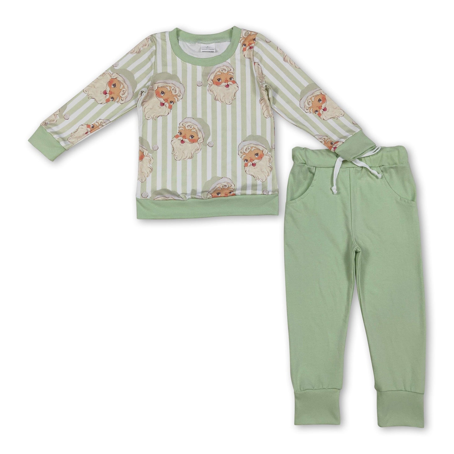 Langarm gestreifter Weihnachtsmann-Pullover, Hose, Weihnachts-Kleidung für Jungen