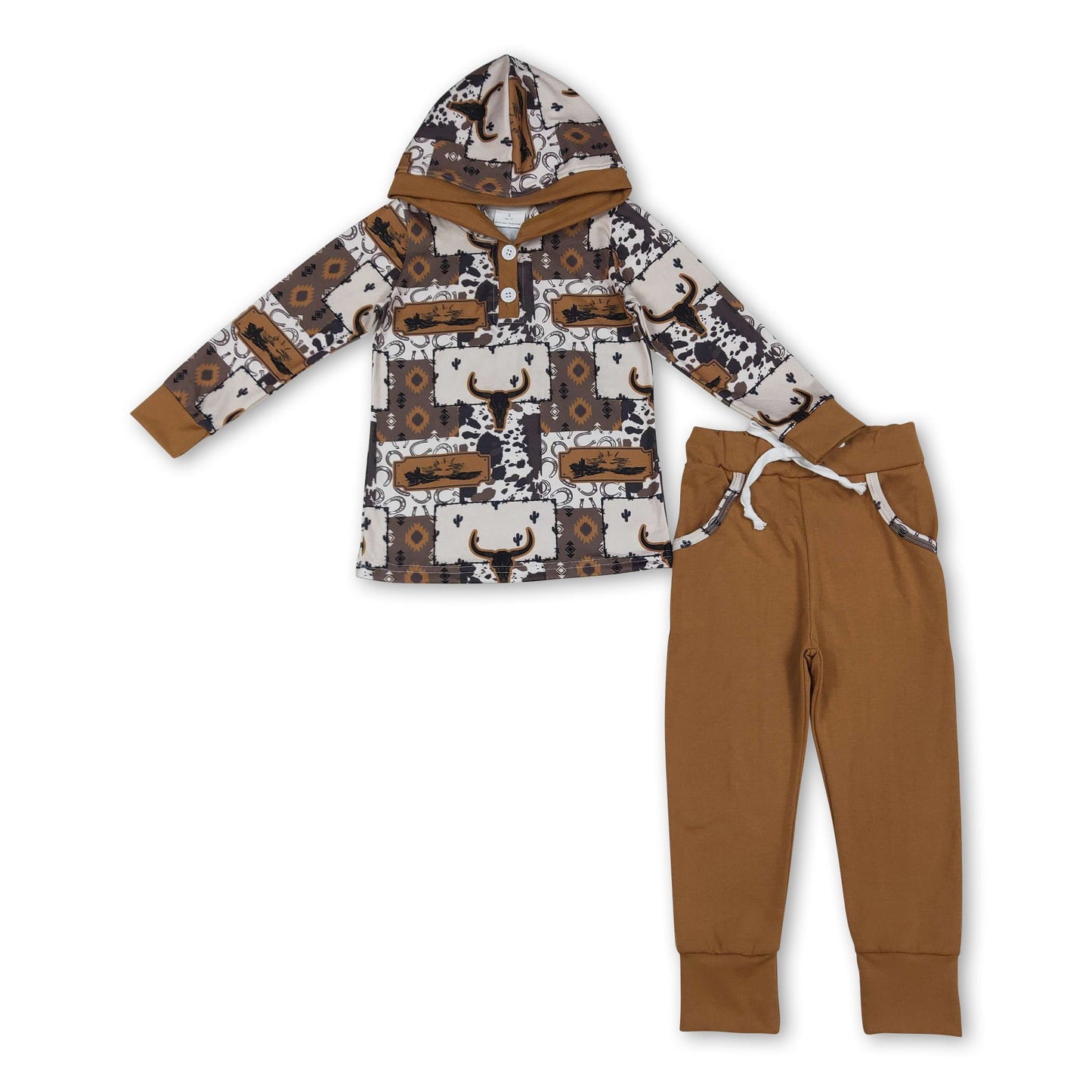 Stierkopf Kuh Kapuzenpullover Hose Western Jungen Outfits