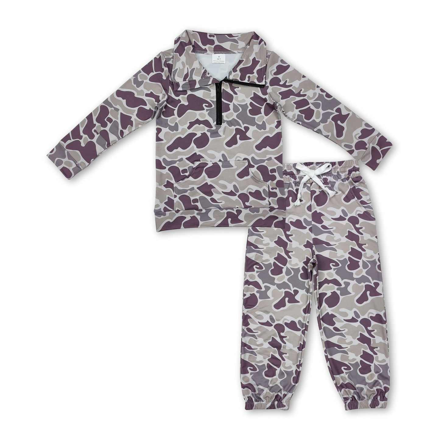Camo-Taschen-Reißverschluss-Pullover-Hosen Kinder Jungen Kleidung