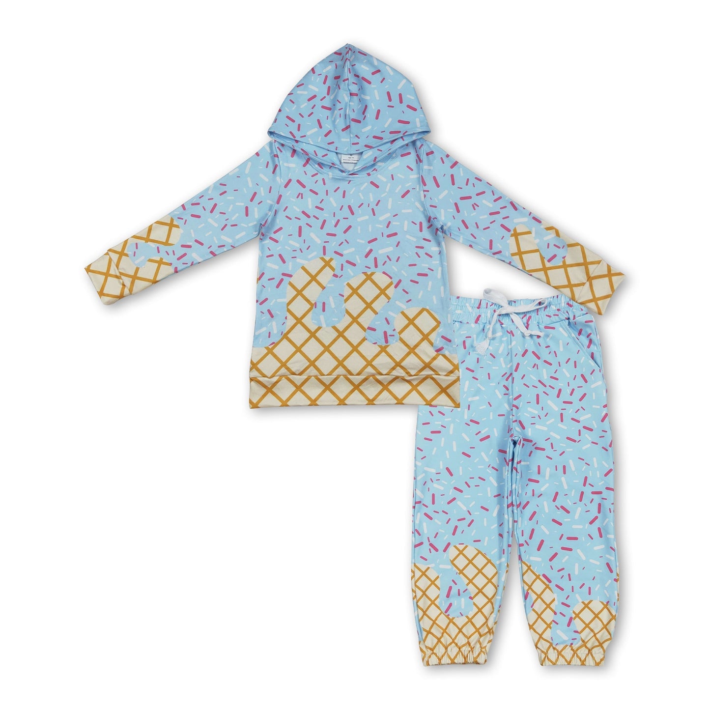 Hellblaue Eiscreme-Streusel-Hoodie-Hose Kinder Jungen Outfits