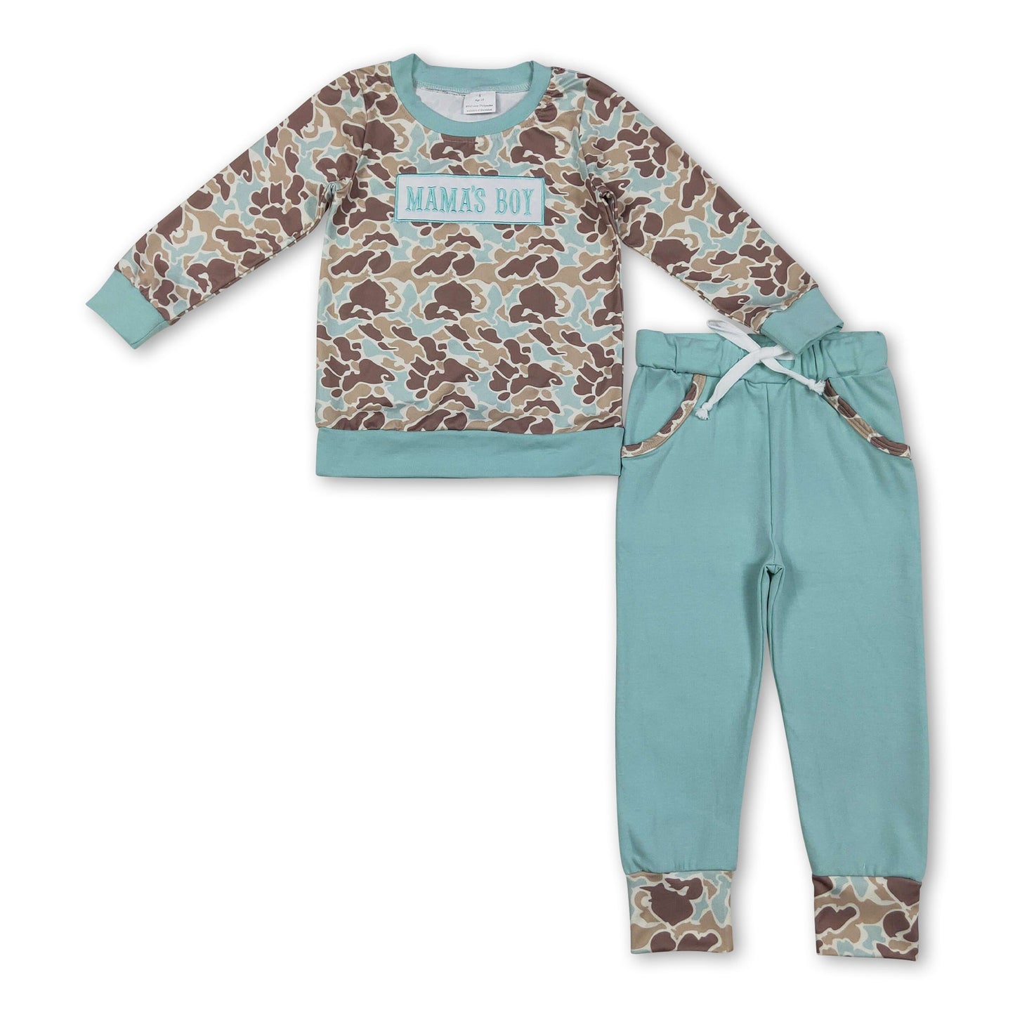 Mama's Boy Minz-Camo-Oberteil mit Taschenhose Kinderkleidung
