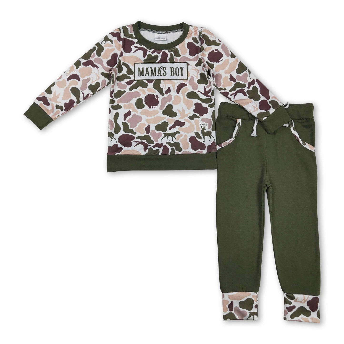Mama's Junge Ente Hund Hirsch Camo Oberteil Hose Kinder Outfits