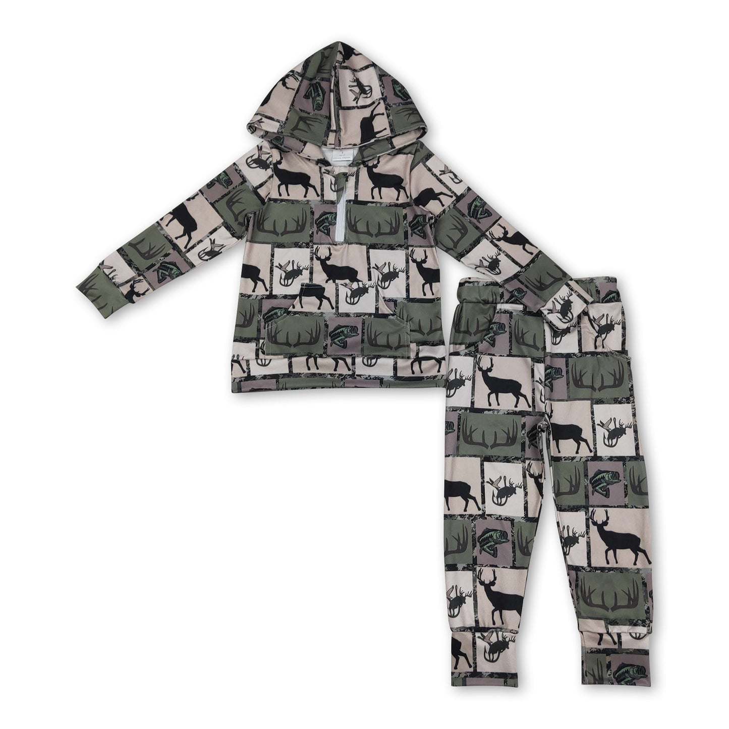 Langärmlige Hirsch-Angel-Hoodie-Hose Jagd-Jungen-Outfits