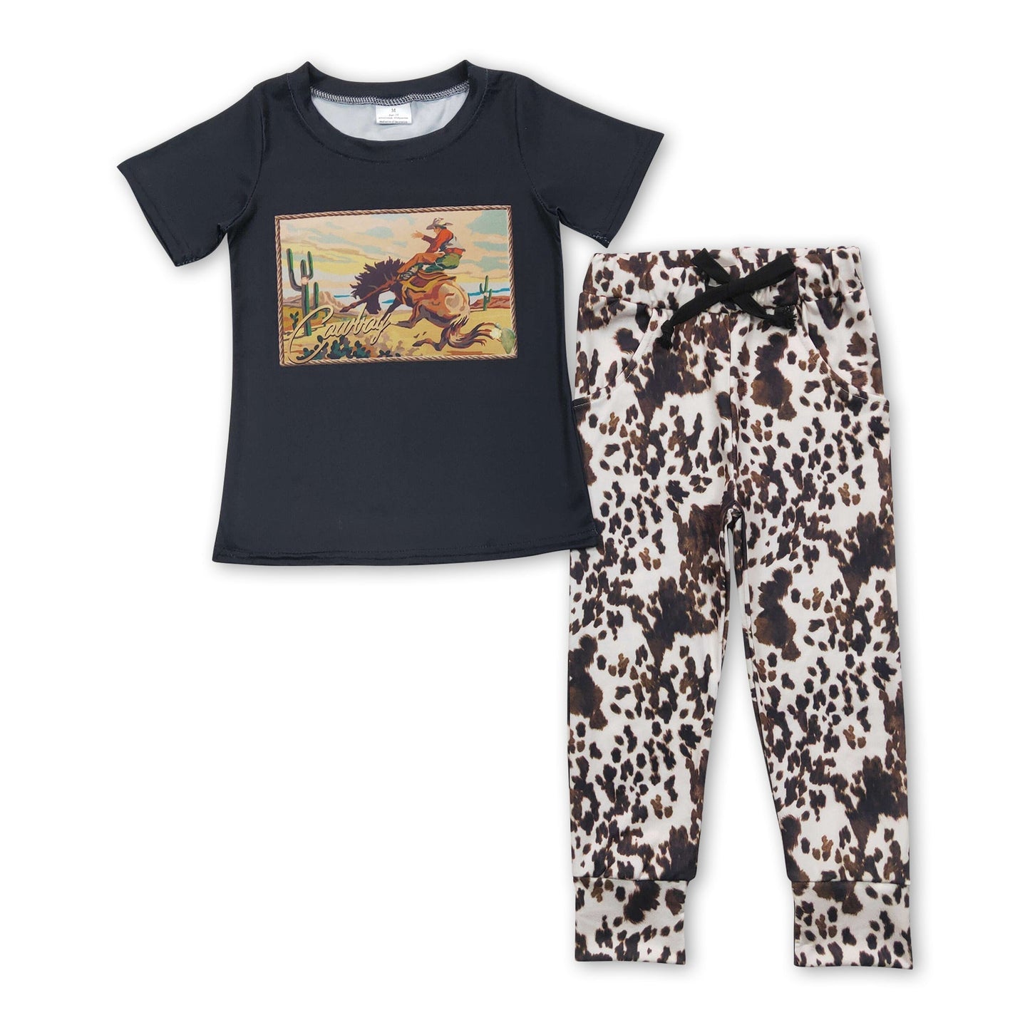 Cowboy-Kaktus-Rodeo-Oberteil-Hose-Kinder-Jungenkleidung