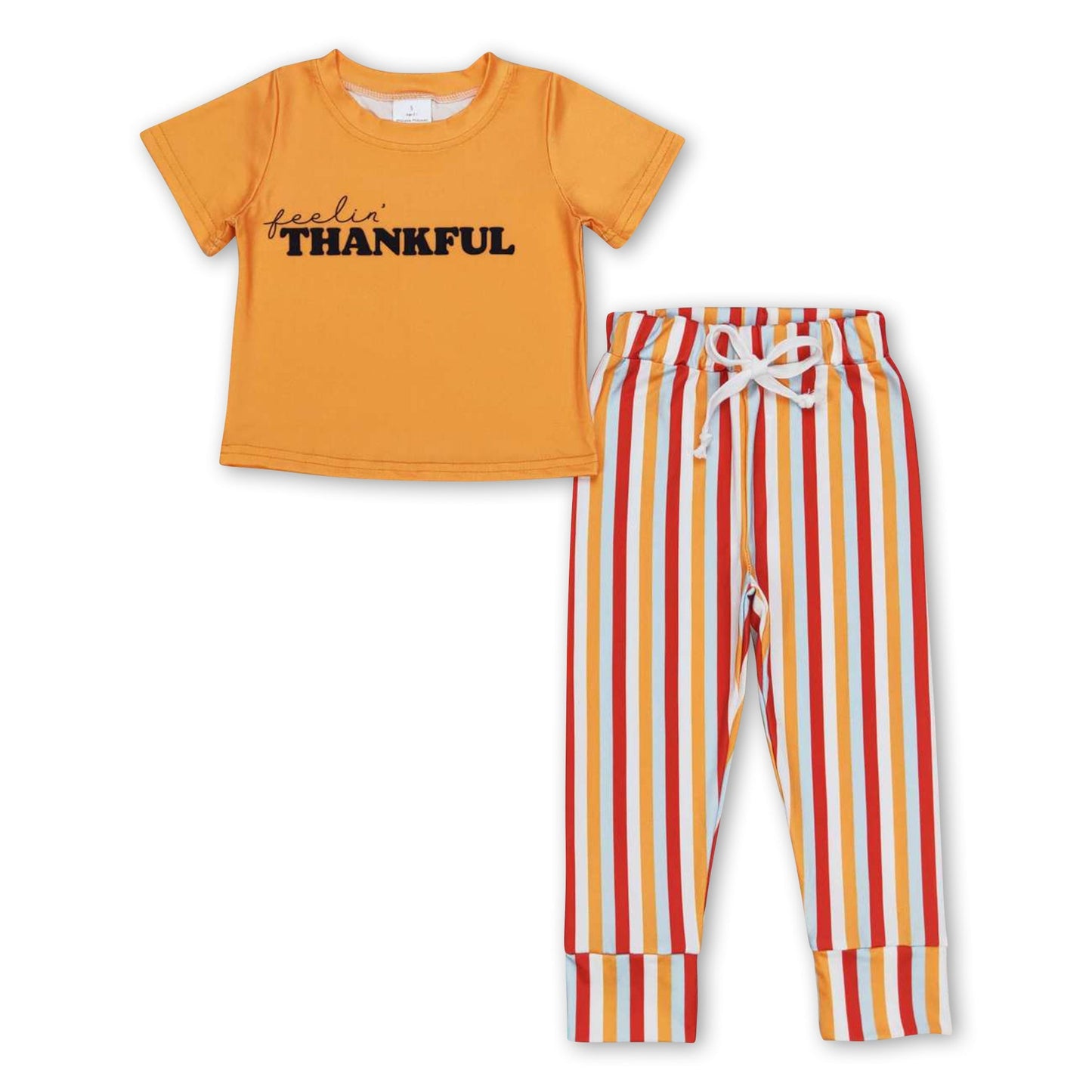 Feelin' Thankful Top Gestreifte Hose Junge Thanksgiving Outfits
