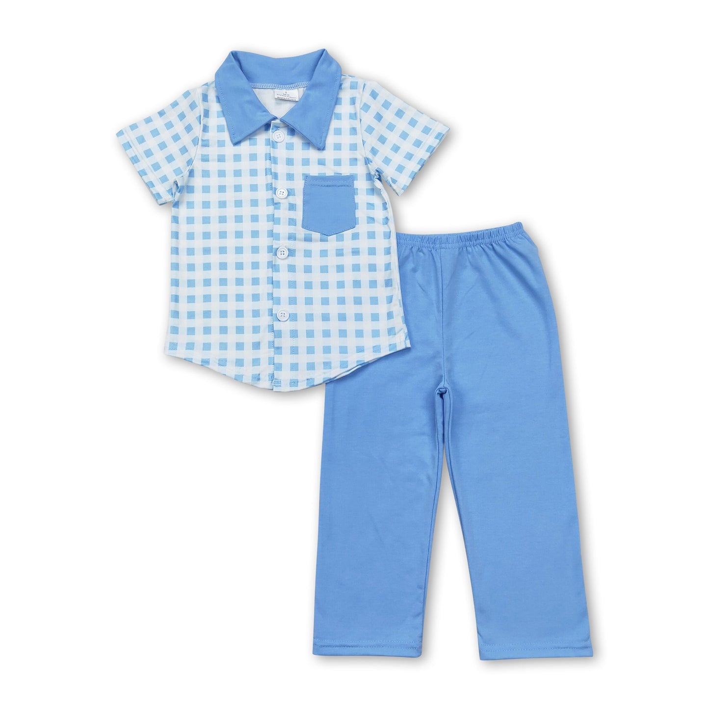 Kariertes Button-Down-Hemd Hosen Kinder Jungen Kleidung