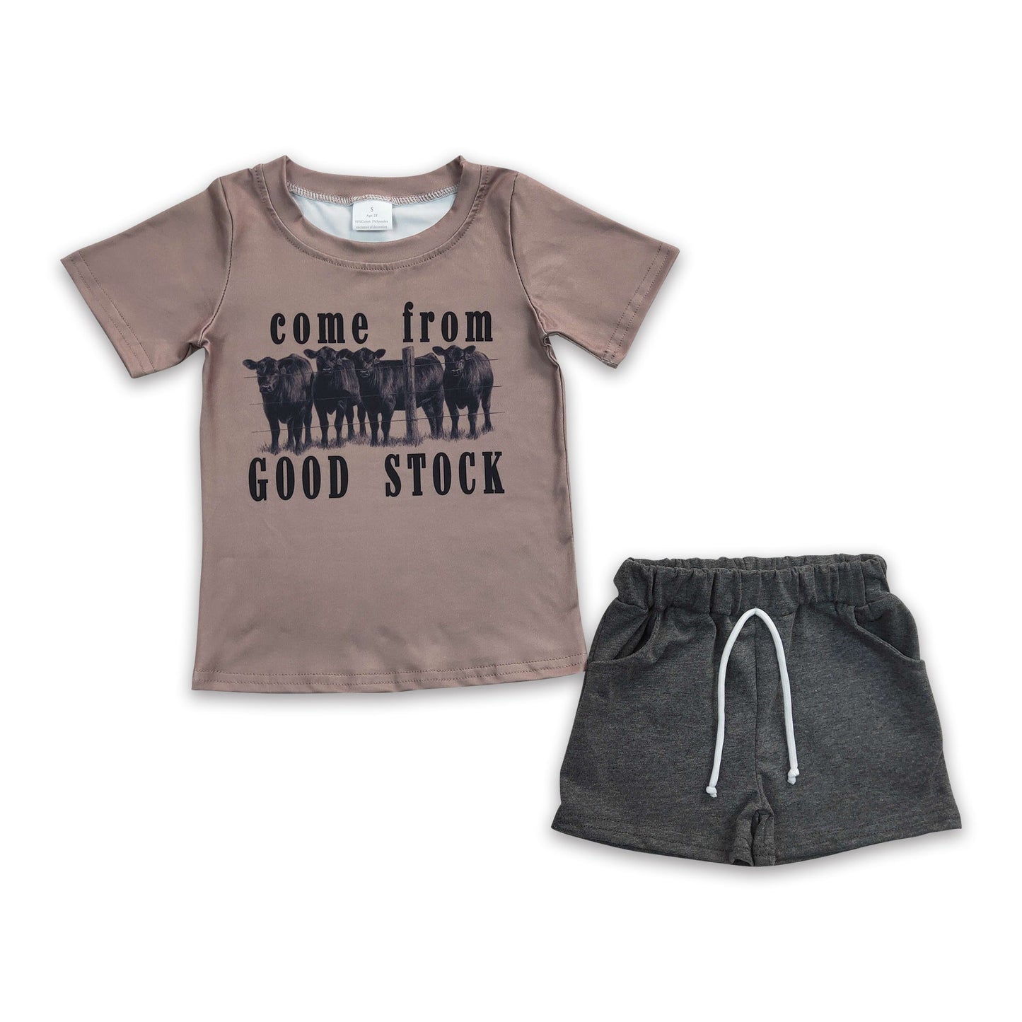 Kommt aus Stock Kuh Hemd Shorts Kinder Junge Sommeroutfits