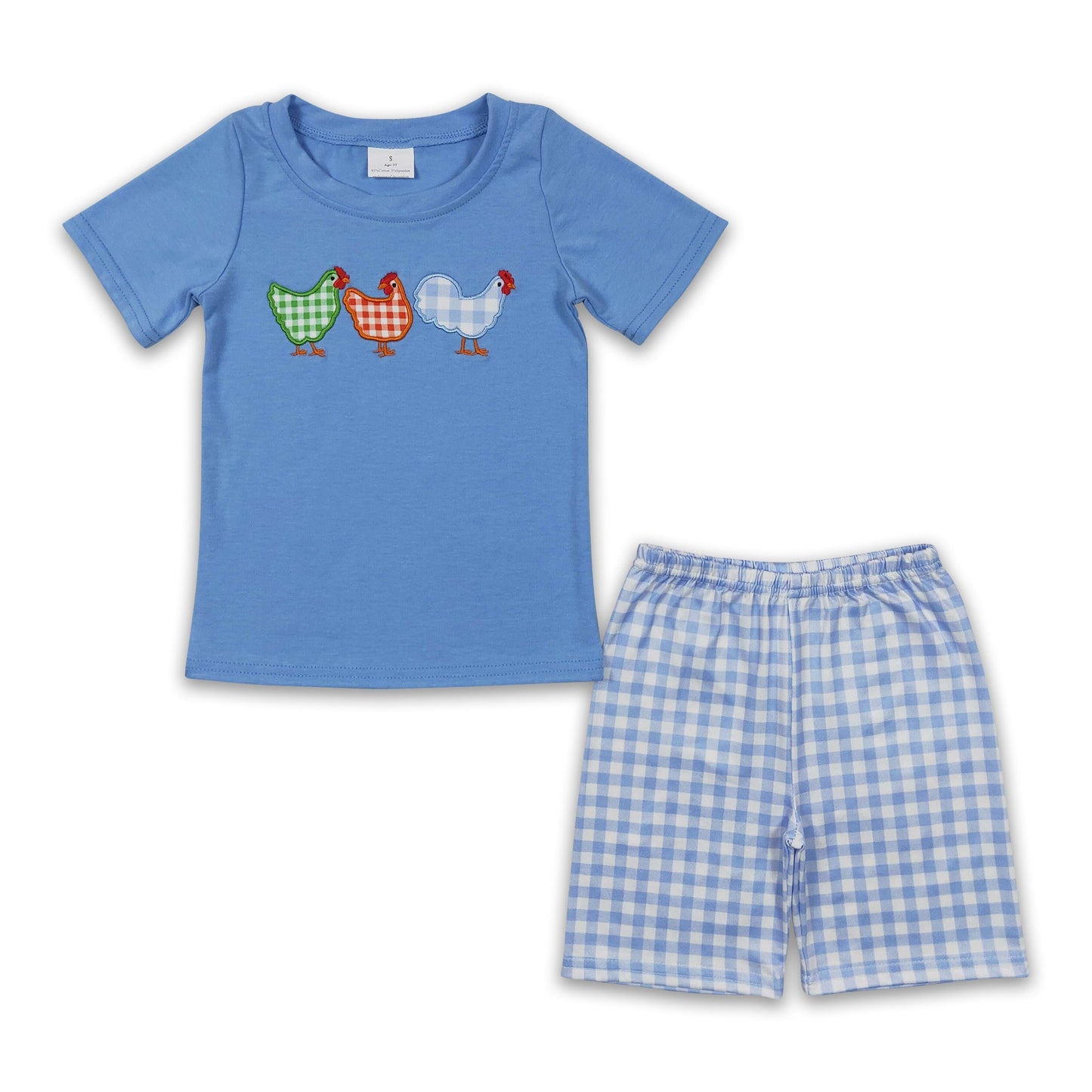 Blaues Hühnerhemd kurze Hose Kinder Jungen Kleidung