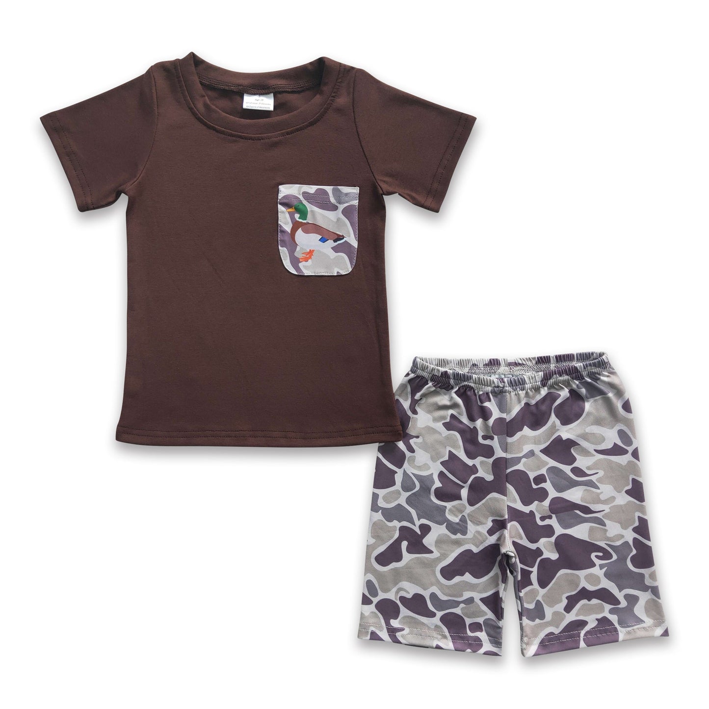 Enten-T-Shirt mit Tasche, Camo-Shorts, Jagd-Outfit für Jungen