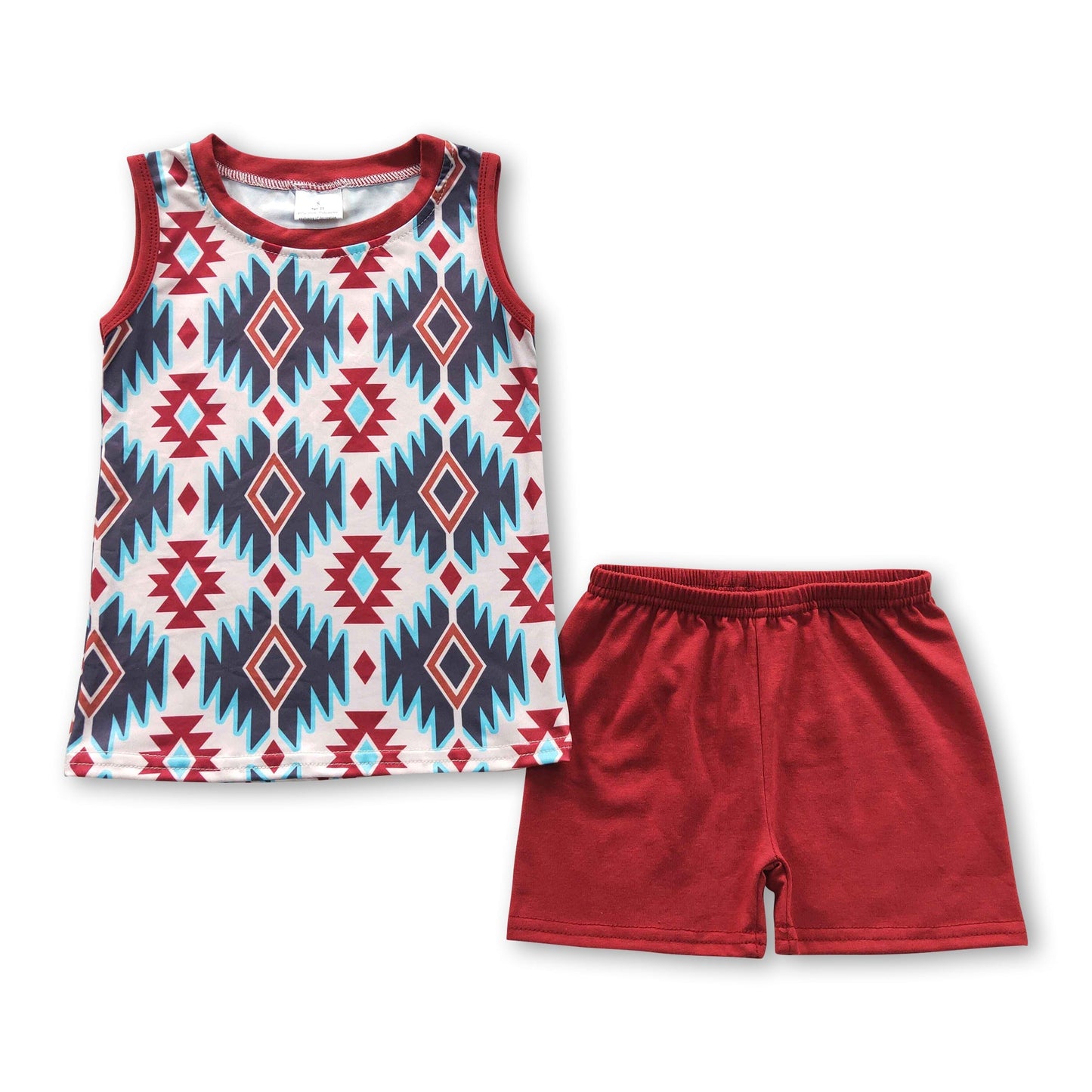 Ärmelloses Azteken-Shirt, Shorts, Kinderkleidung Set für Jungen