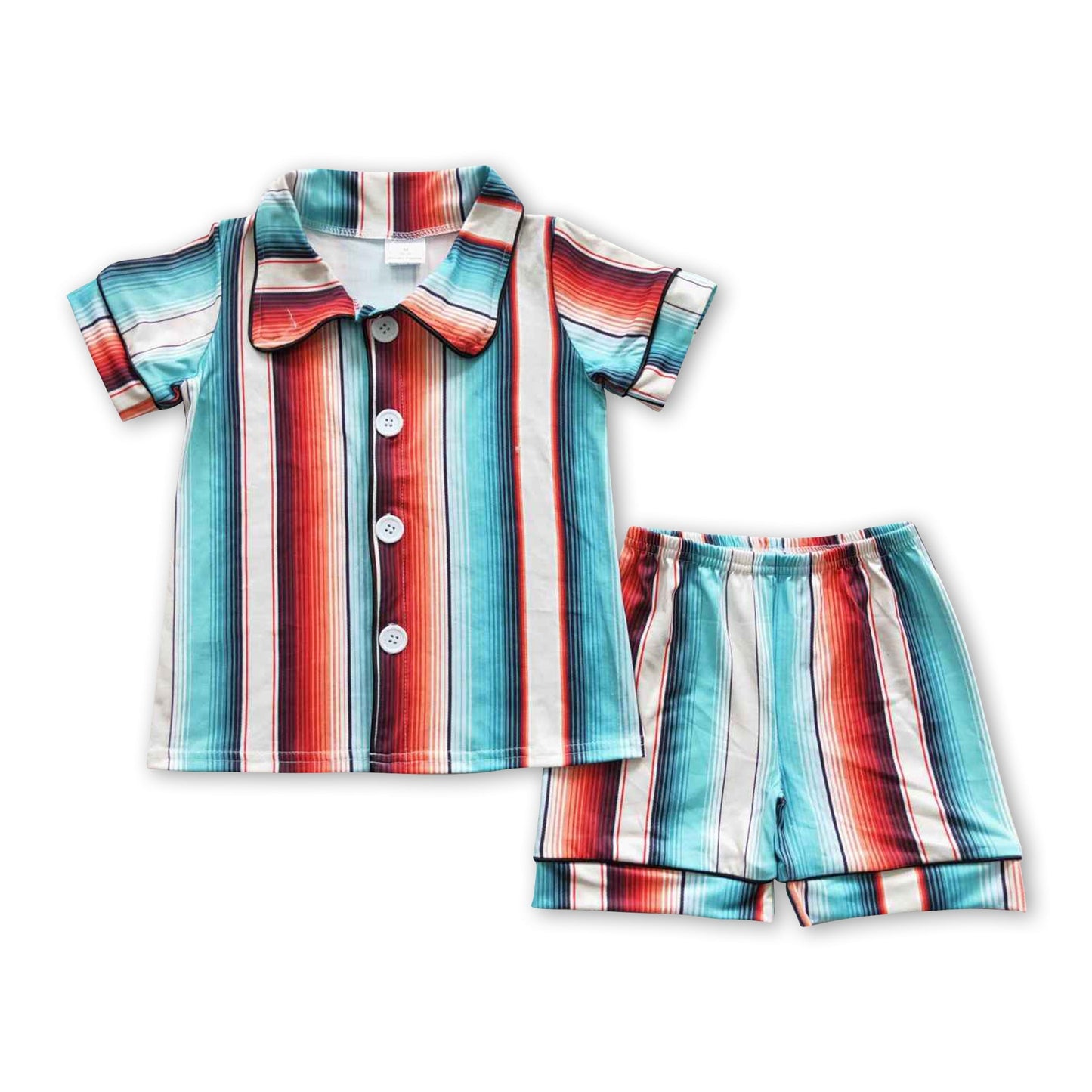 Kurzärmeliger Western-Schlafanzug mit Streifen für Babys und Kinder
