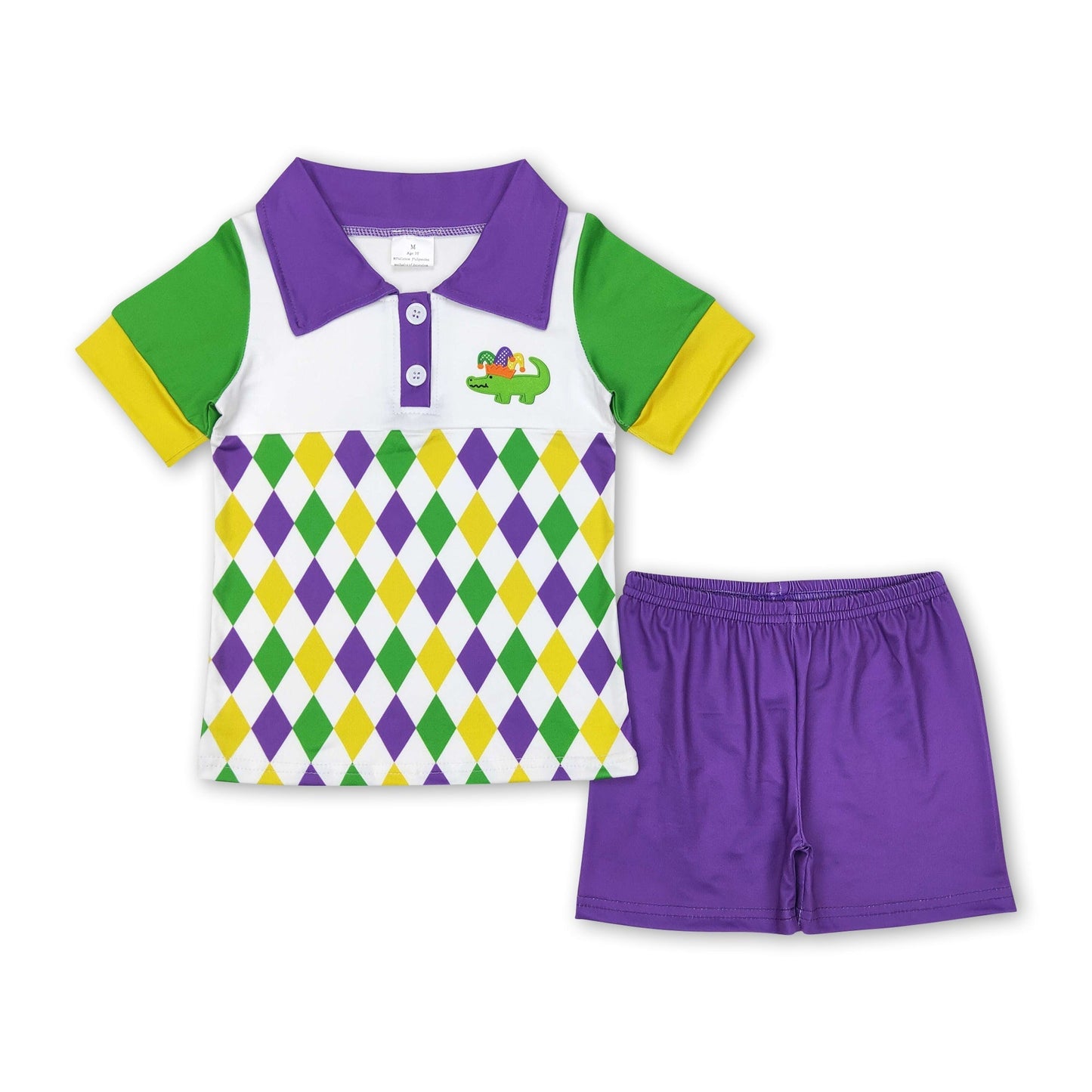 Krokodil Polo-Shirt lila Shorts Junge Karnevalskostüme