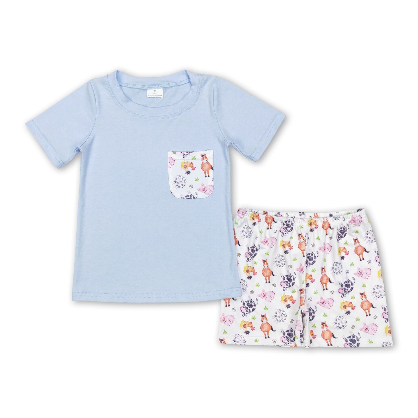 Hellblaue Kühe Taschen Shorts Kinder Jungen Sommer Outfits
