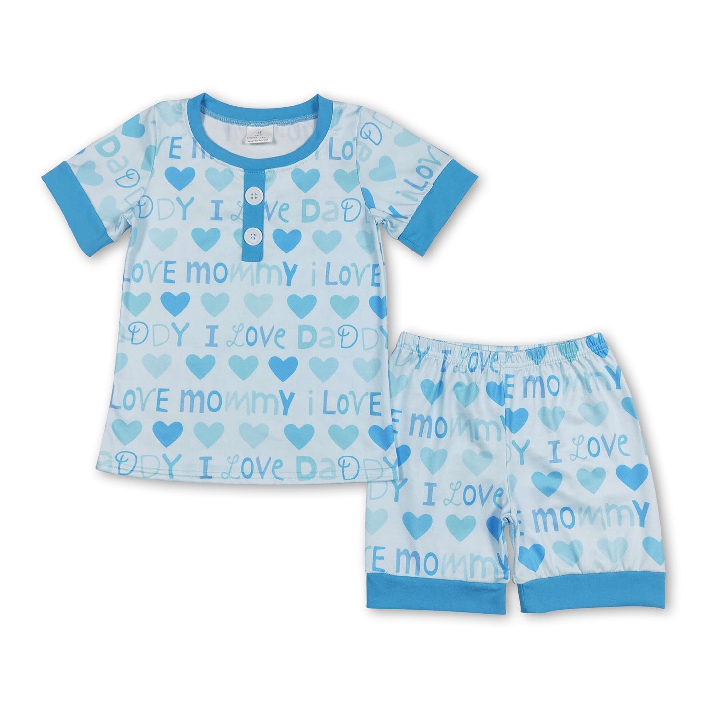 Blauer Kurzarm-Schlafanzug „Ich liebe Mama“ für Babyjungen
