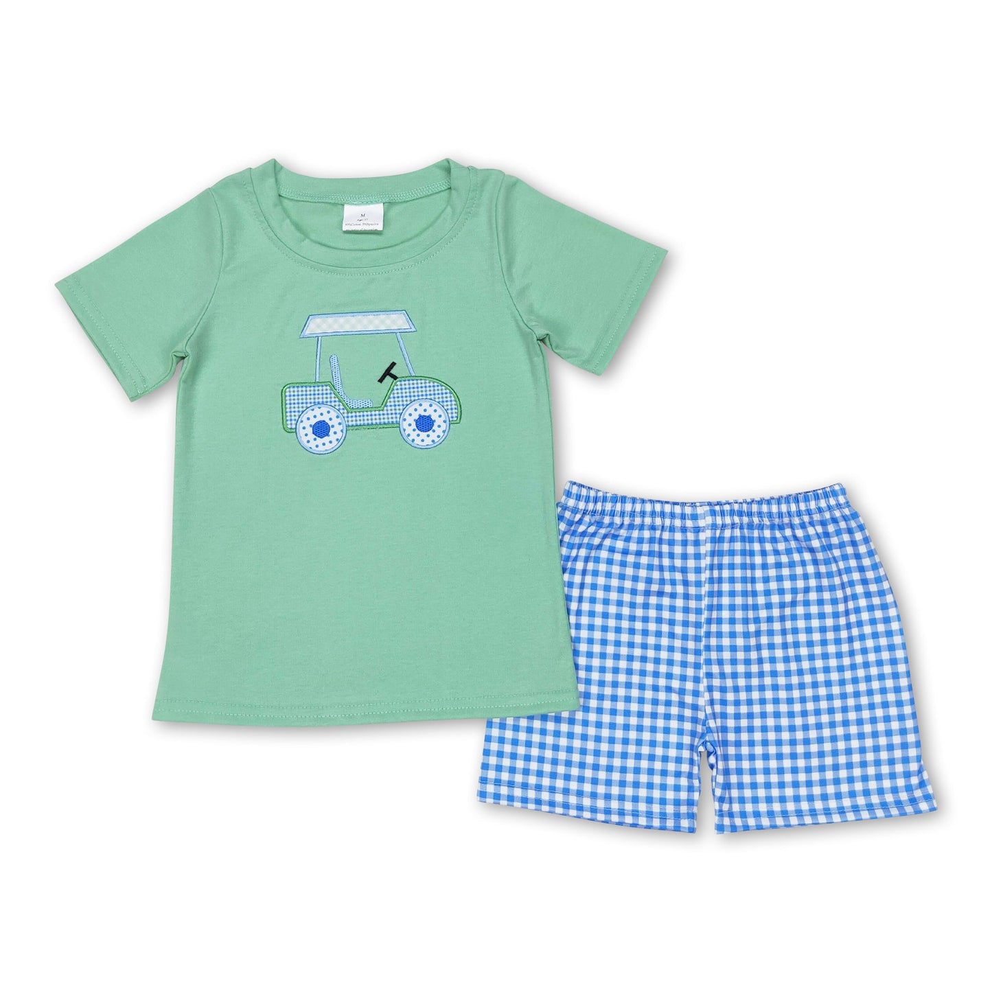 Kurzarm-Golf-Top, karierte Shorts, Jungenkleidung