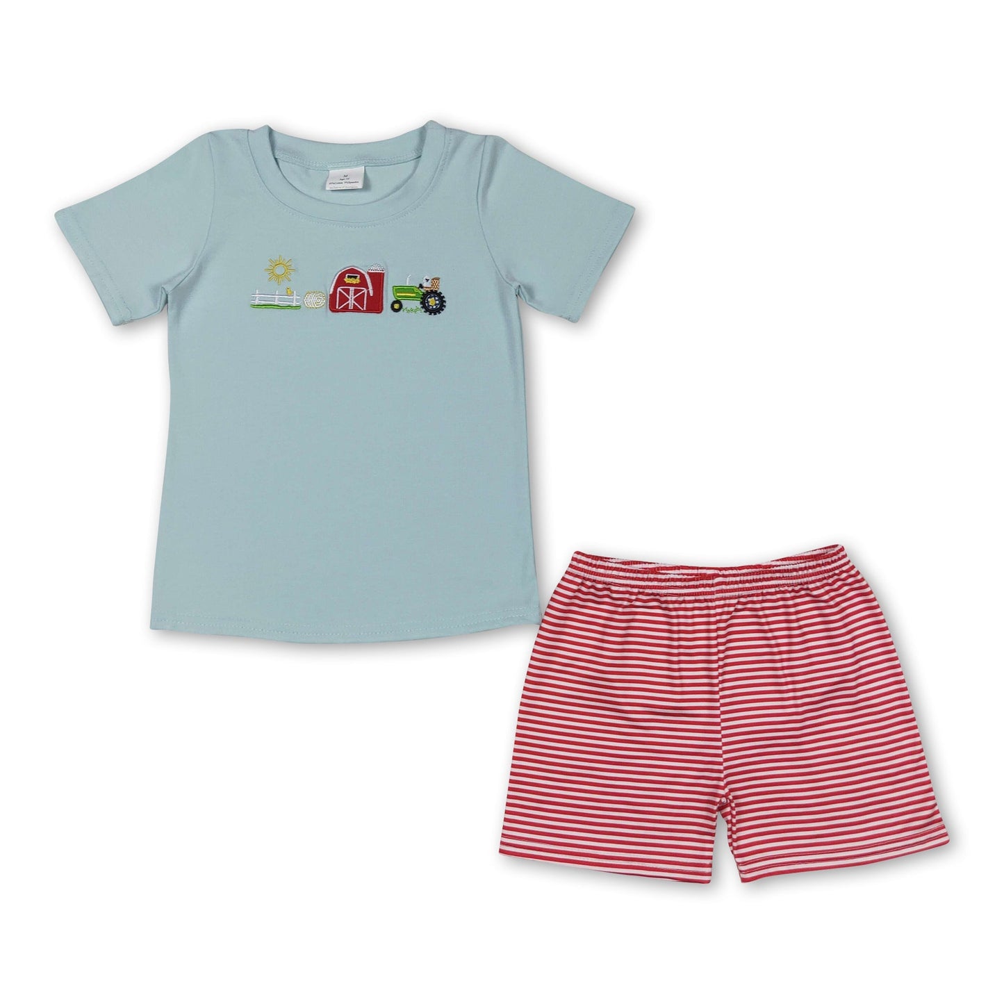 Kurzarm Bauernhoftraktor Top Shorts Jungen Kleidung