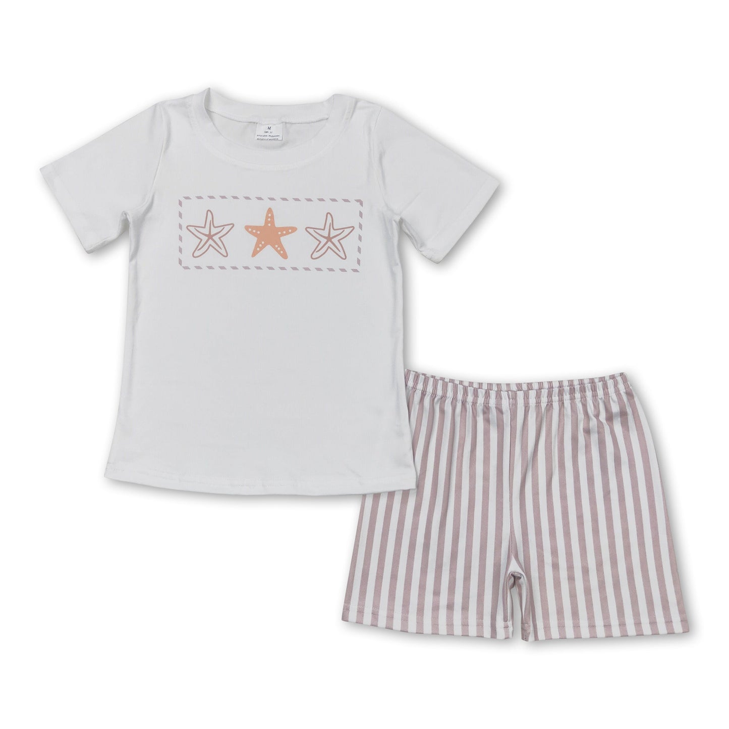 Weiße Seestern-Oberteil-Shorts-Jungen-Sommeroutfits