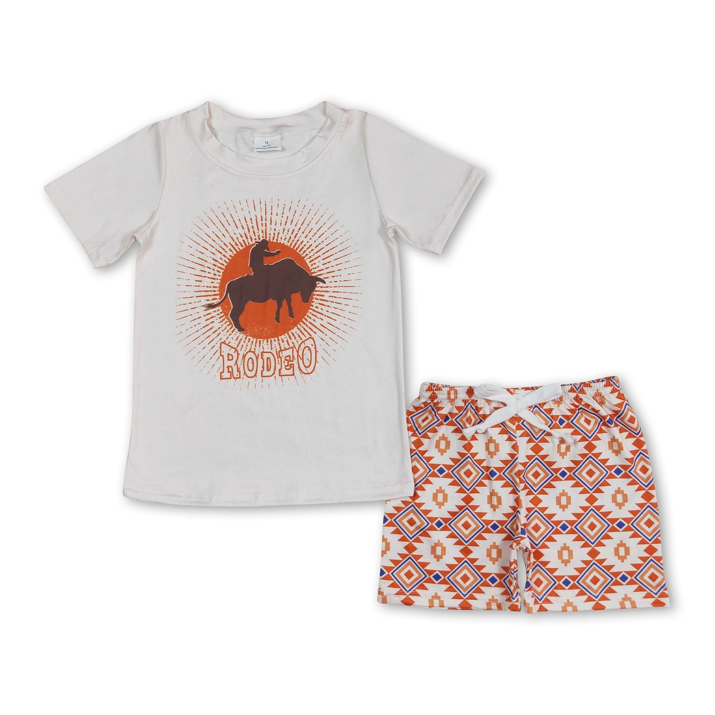 Kurzarm-Rodeo-Oberteil Azteken-Shorts Westernkleidung für Jungen