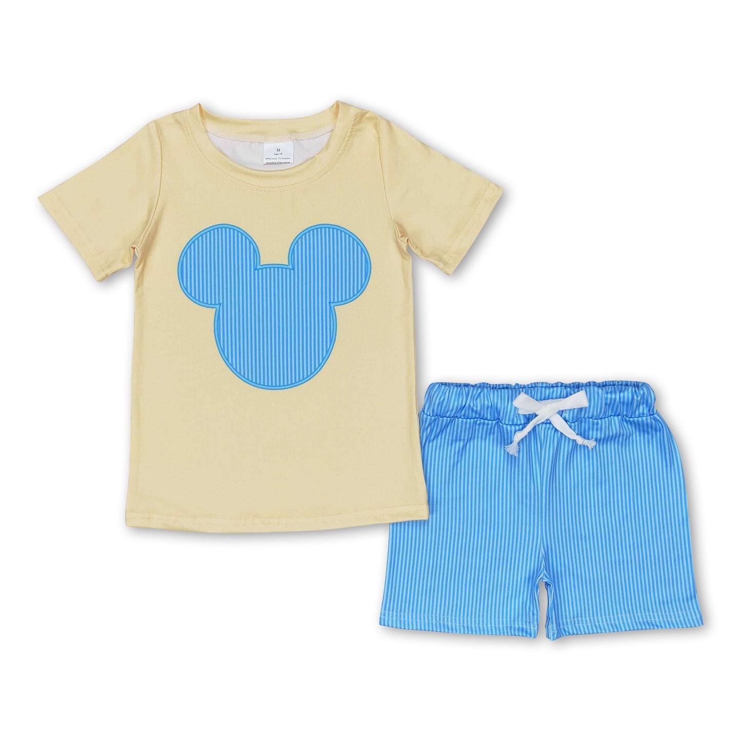 Gelbe Maus Top Streifen Shorts Jungen Sommer Outfits
