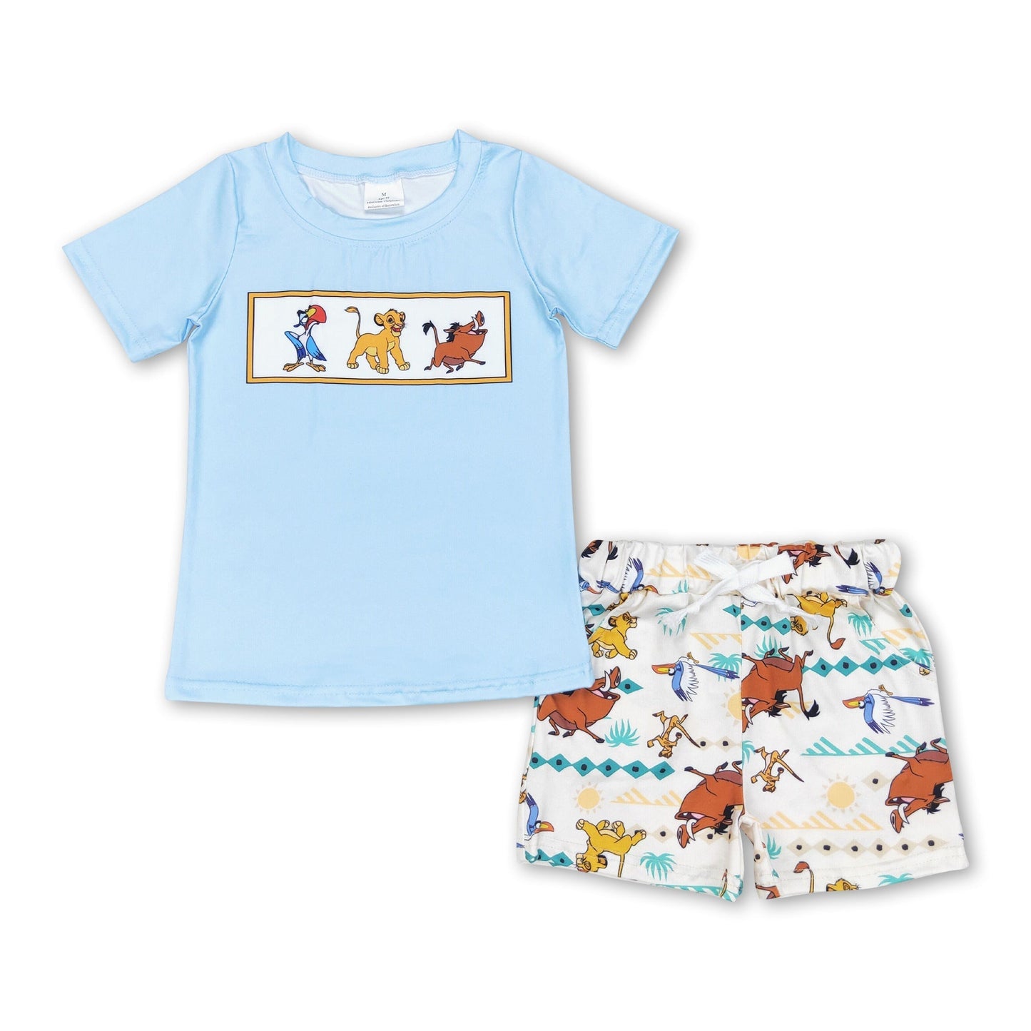Kurzarm-Oberteil mit Löwenmotiv, Shorts, Kinderkleidung für Jungen