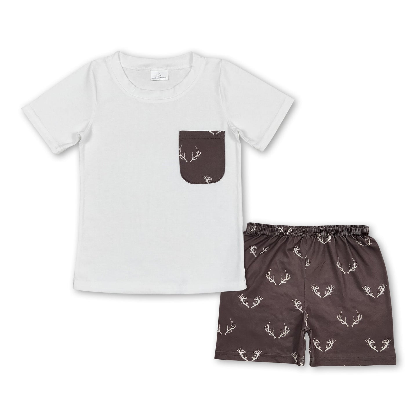 Kurzarm Hirschtasche Oberteil Shorts Jungen Kleidung