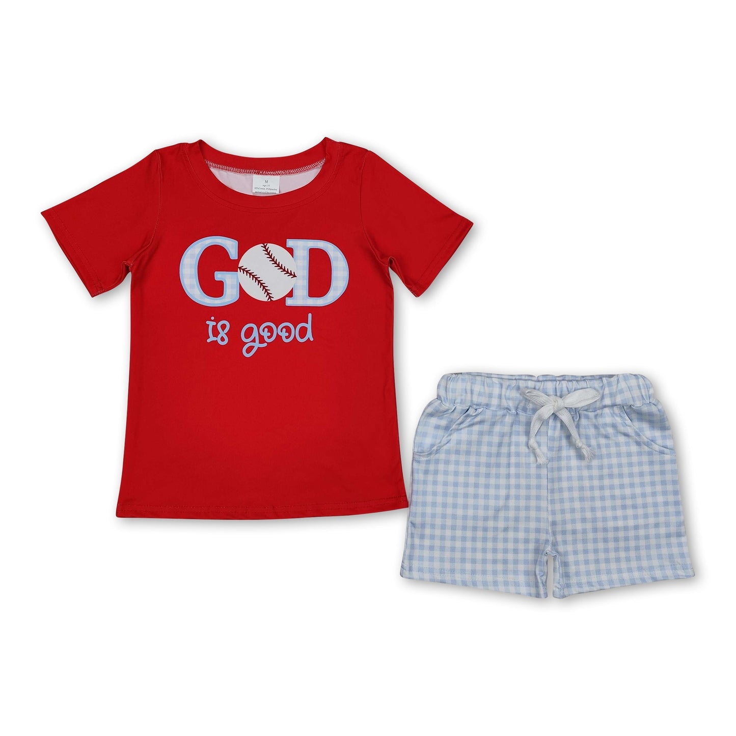 Rotes Hemd ist gute Baseball-Oberteil karierte Shorts Jungenkleidung