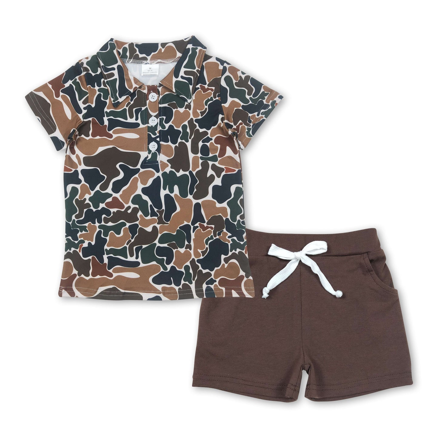 Braunes Camo Poloshirt Shorts Kinder Jungen Kleidung