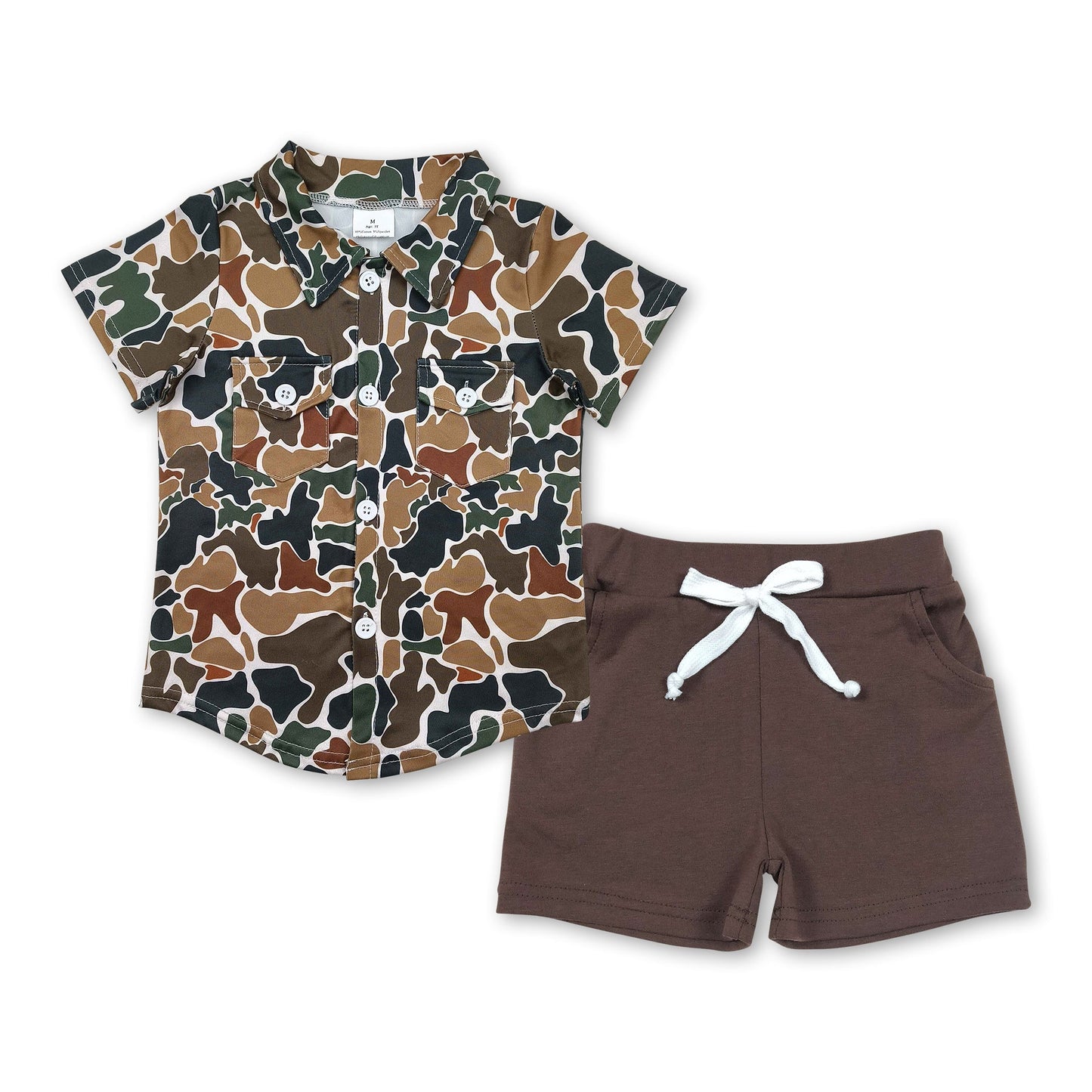Camo-Taschen Hemd kurze Hose Jungen-Set
