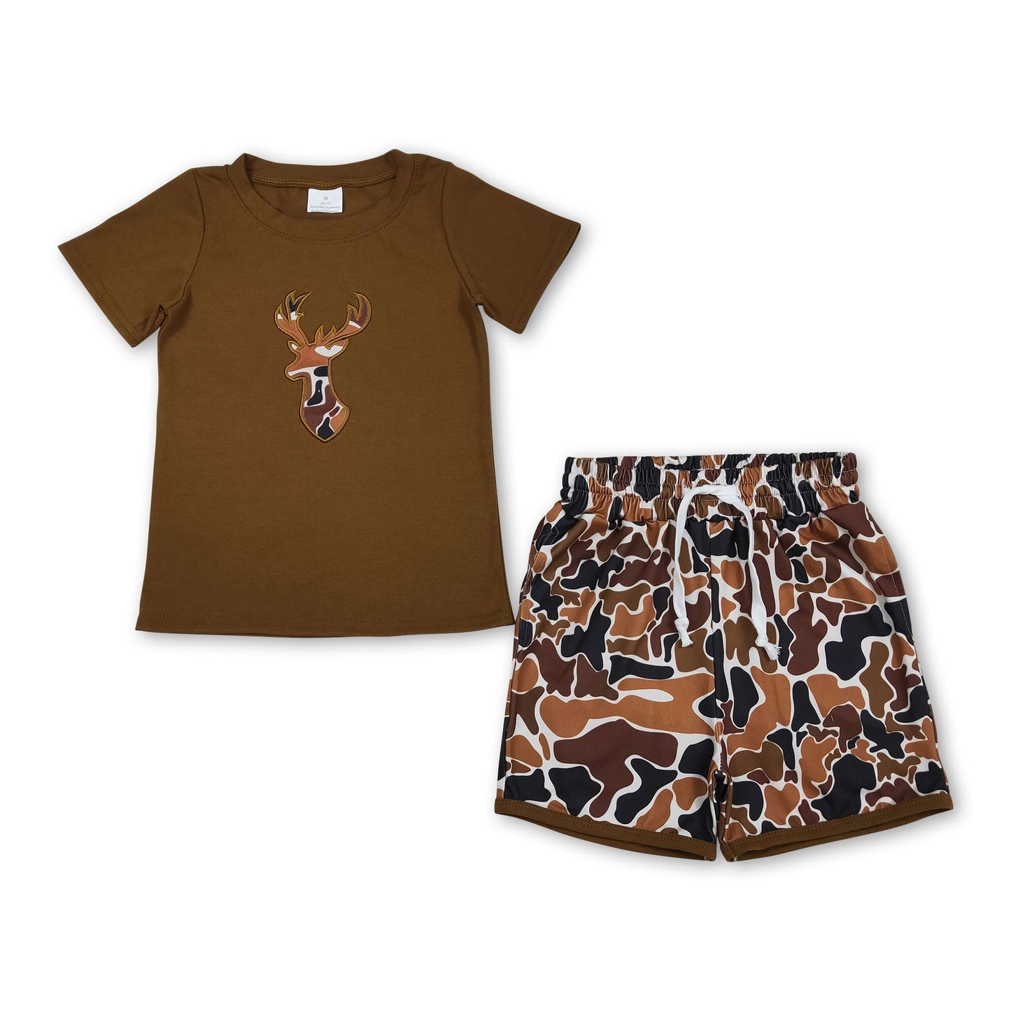 Kurzarm-Hirsch-Oberteil Camouflage-Shorts Kleinkind Jungen Outfits