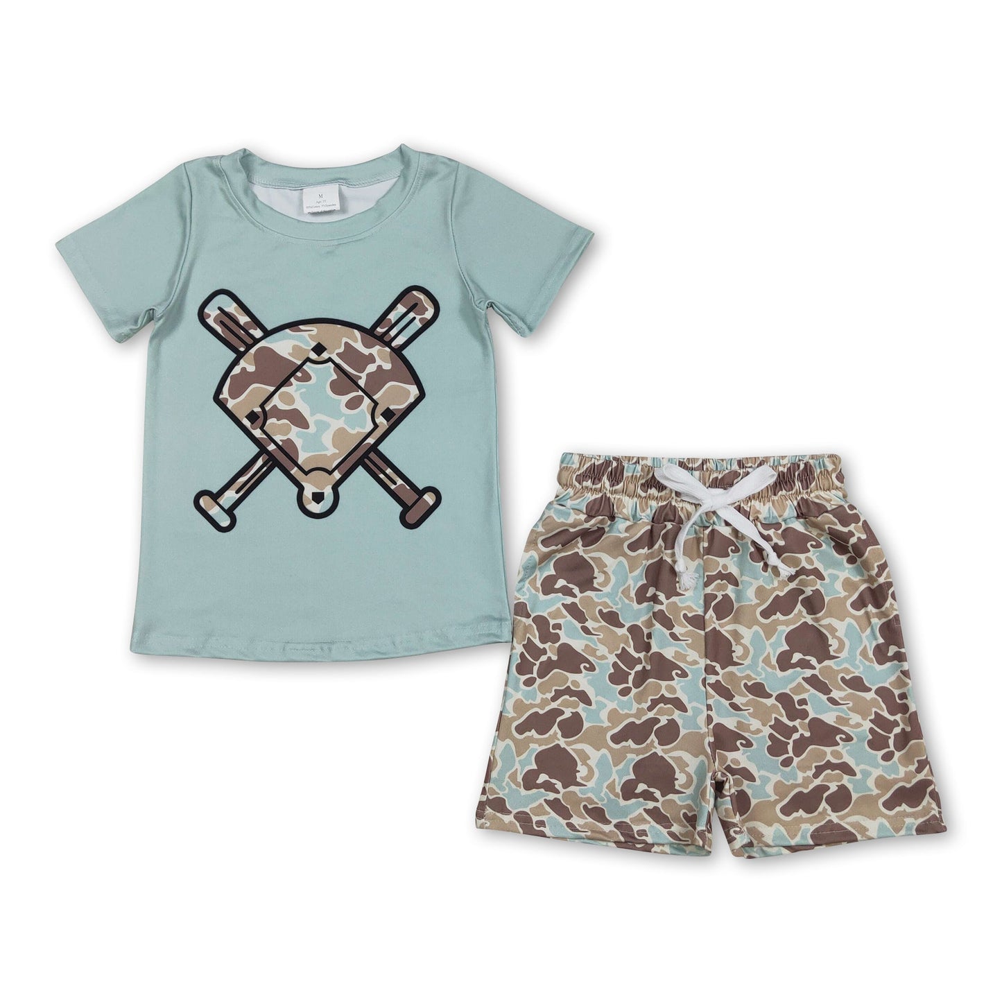 Kurzarm Mint Camo Golf Top Shorts Kleinkind Jungen Outfits