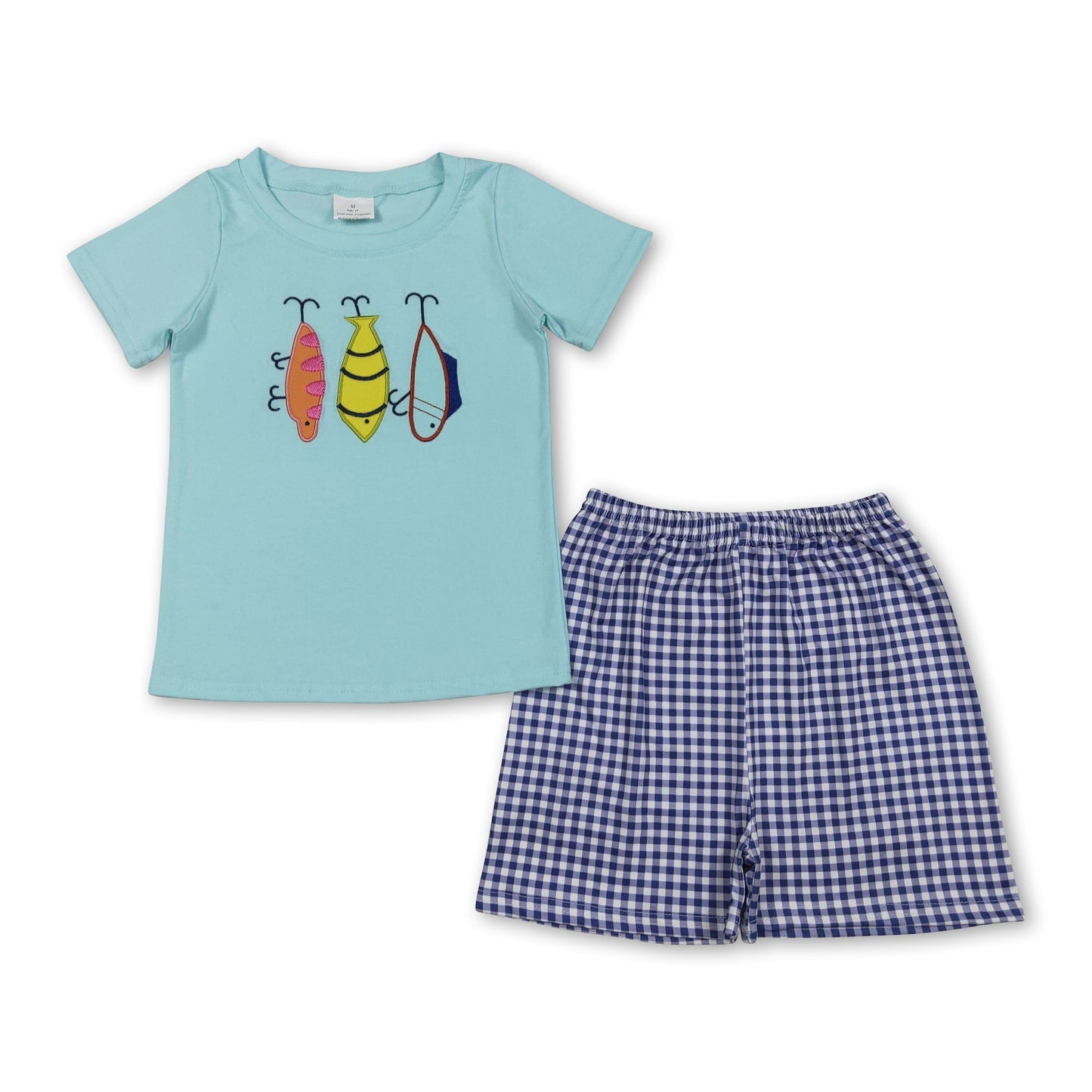 Kurzarm-Angel-Oberteil karierte Shorts Kinder Jungen Outfits