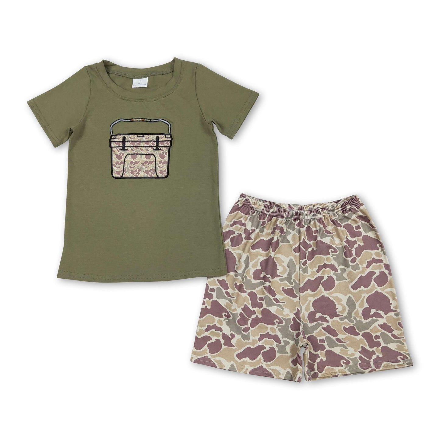 Tarnfarbenes Angel-Stickerei-Oberteil Shorts Jungenkleidung