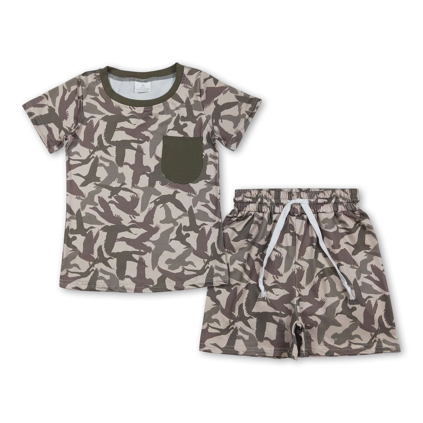 Kurzarm-Taschen-Enten-Oberteil Shorts Jungen Outfits