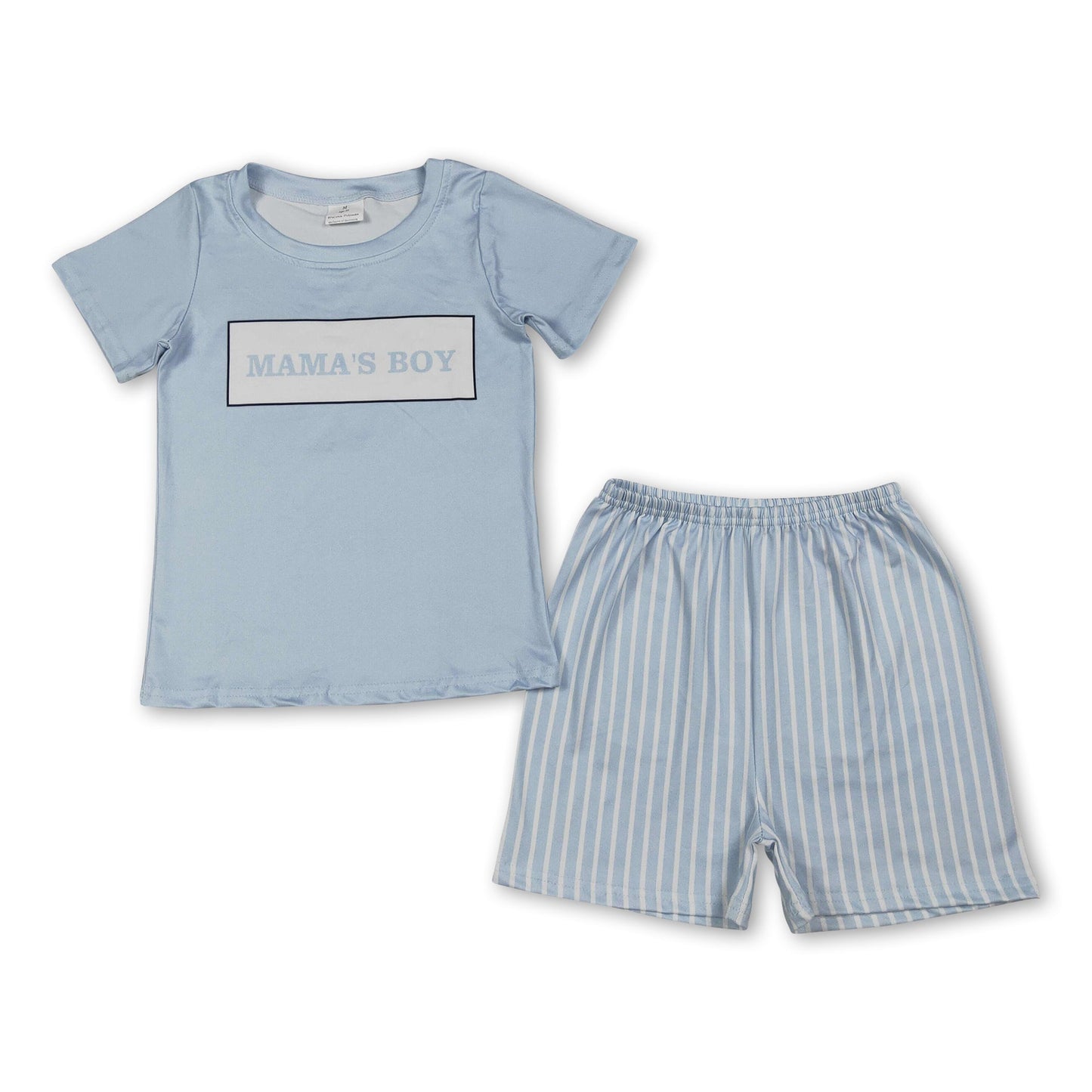 Kurzärmliges Mama's Boy Oberteil Streifen-Shorts Kinder-Outfits