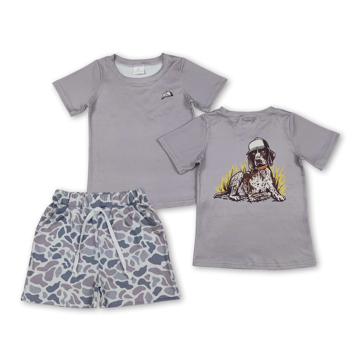 Kurzarm-Hundetop Camouflage-Shorts für Jungen