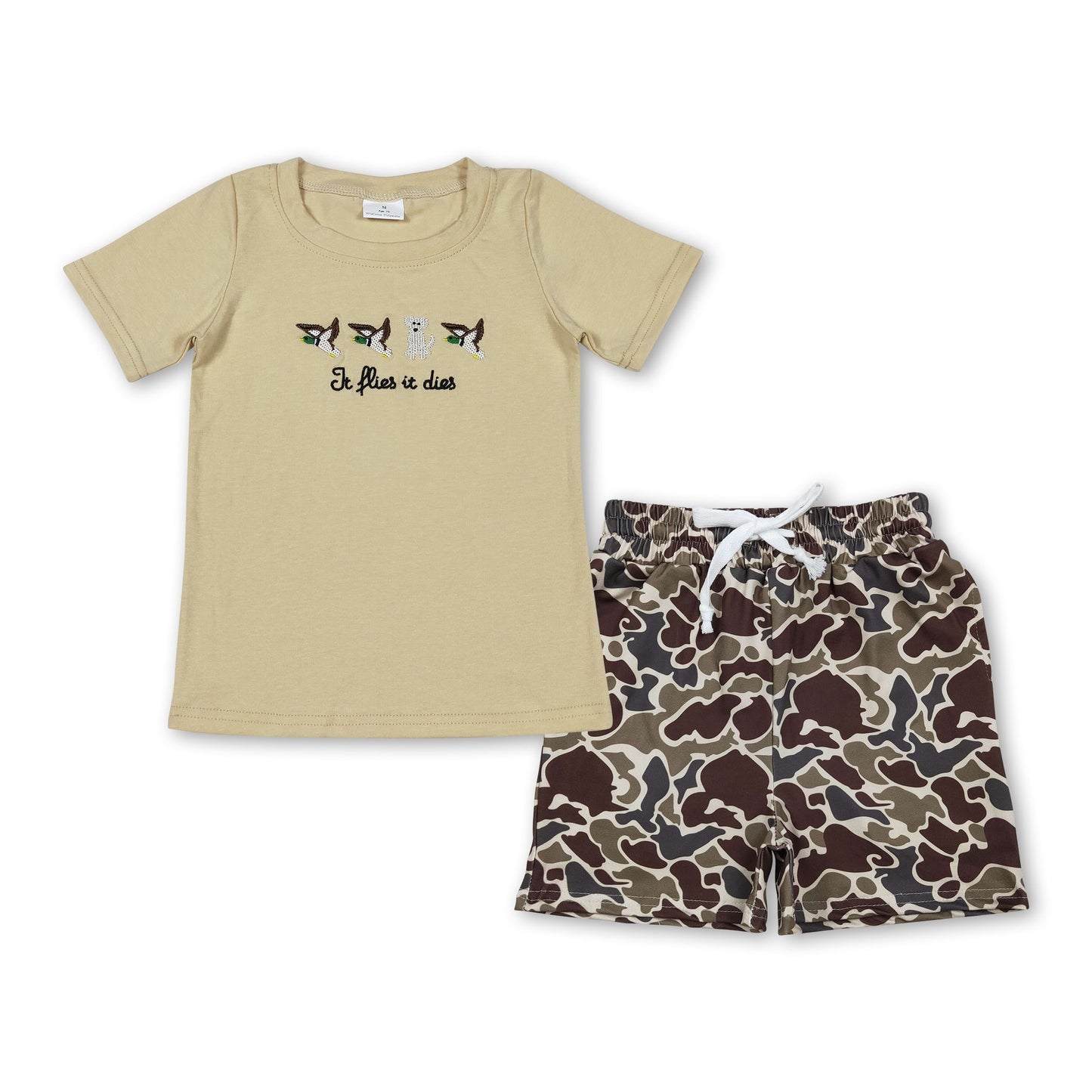 Enten-Hund-Stickerei-Oberteil Tarn-Shorts Kinder Jungen Outfits