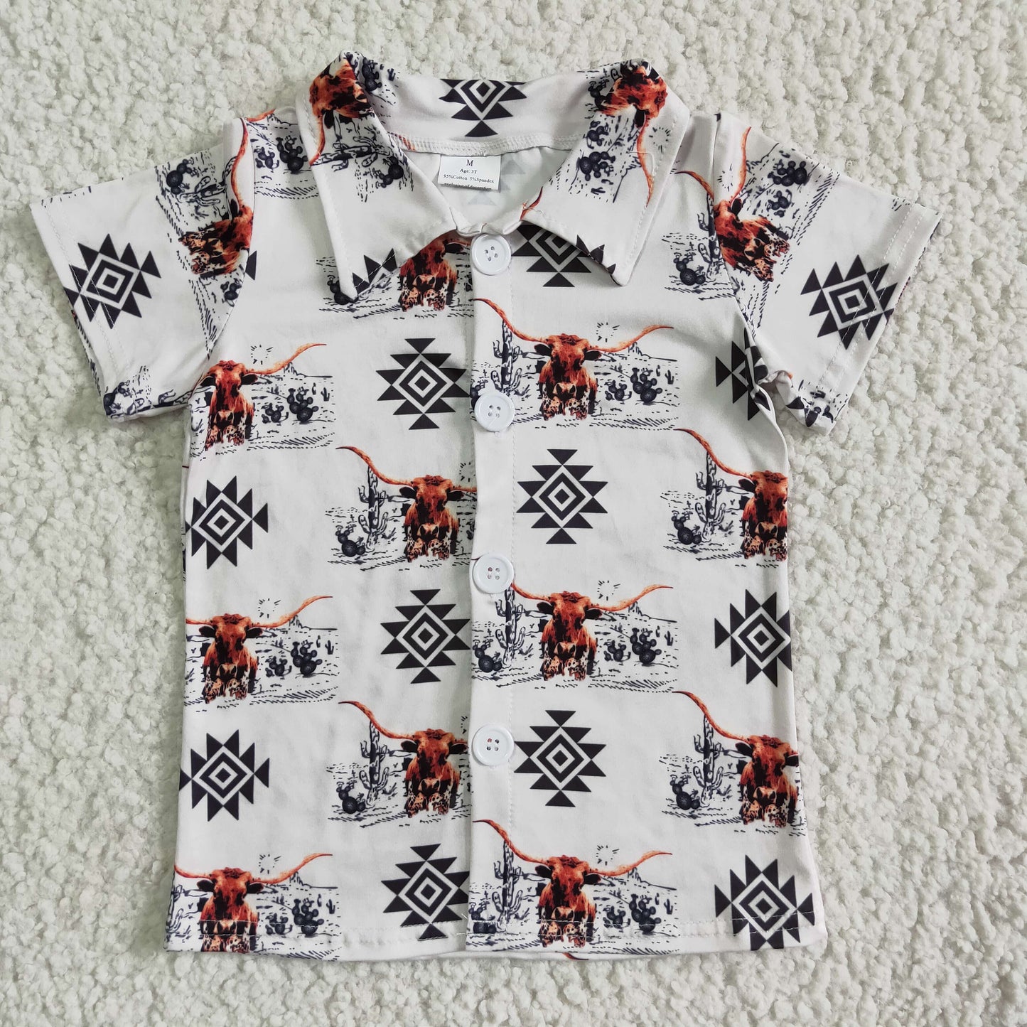 Azteken-Kuh Kurzarm-Kinder-Jungen-Poloshirt