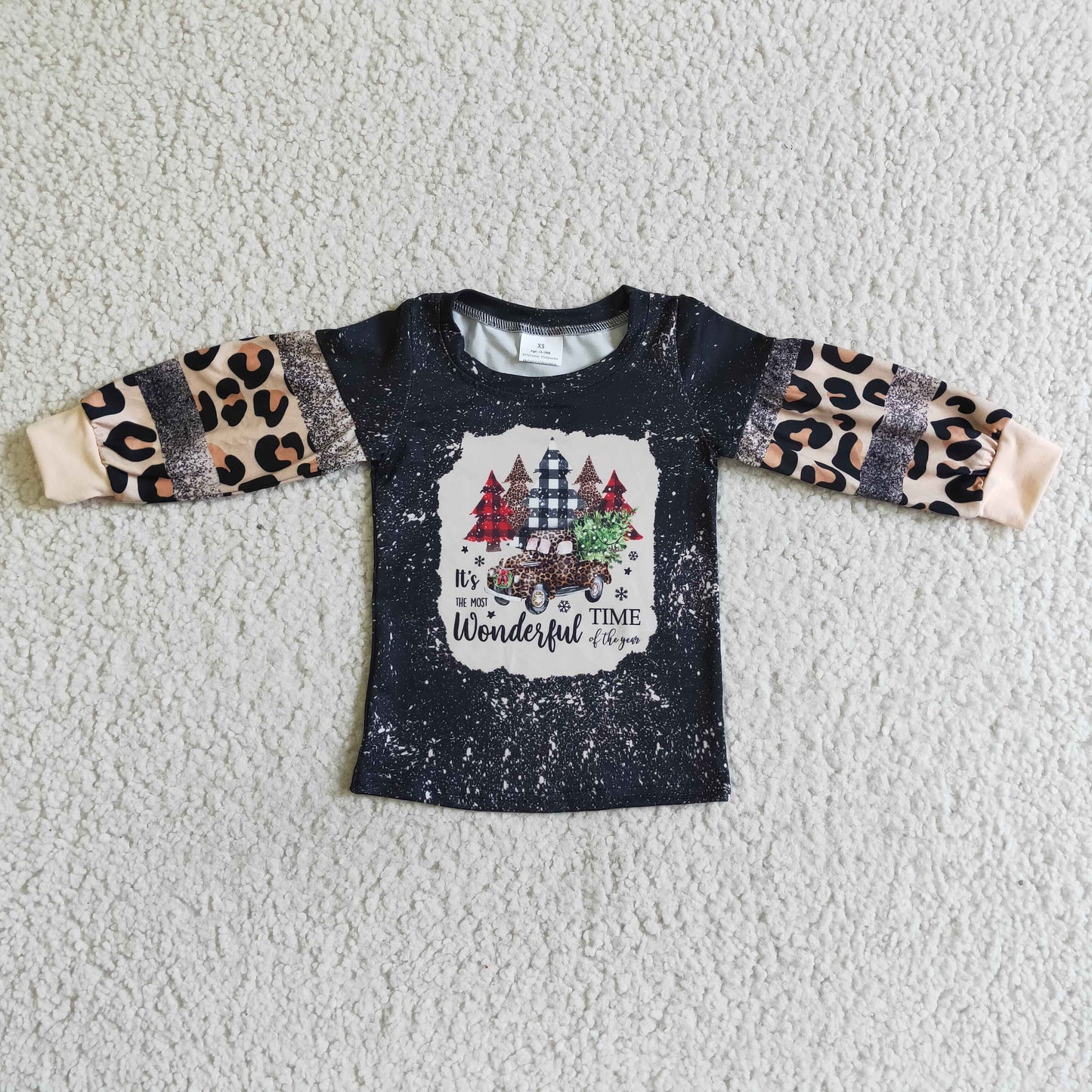 It's the most wonderful time Leoparden-Patchwork-Mädchen-Weihnachtsshirt