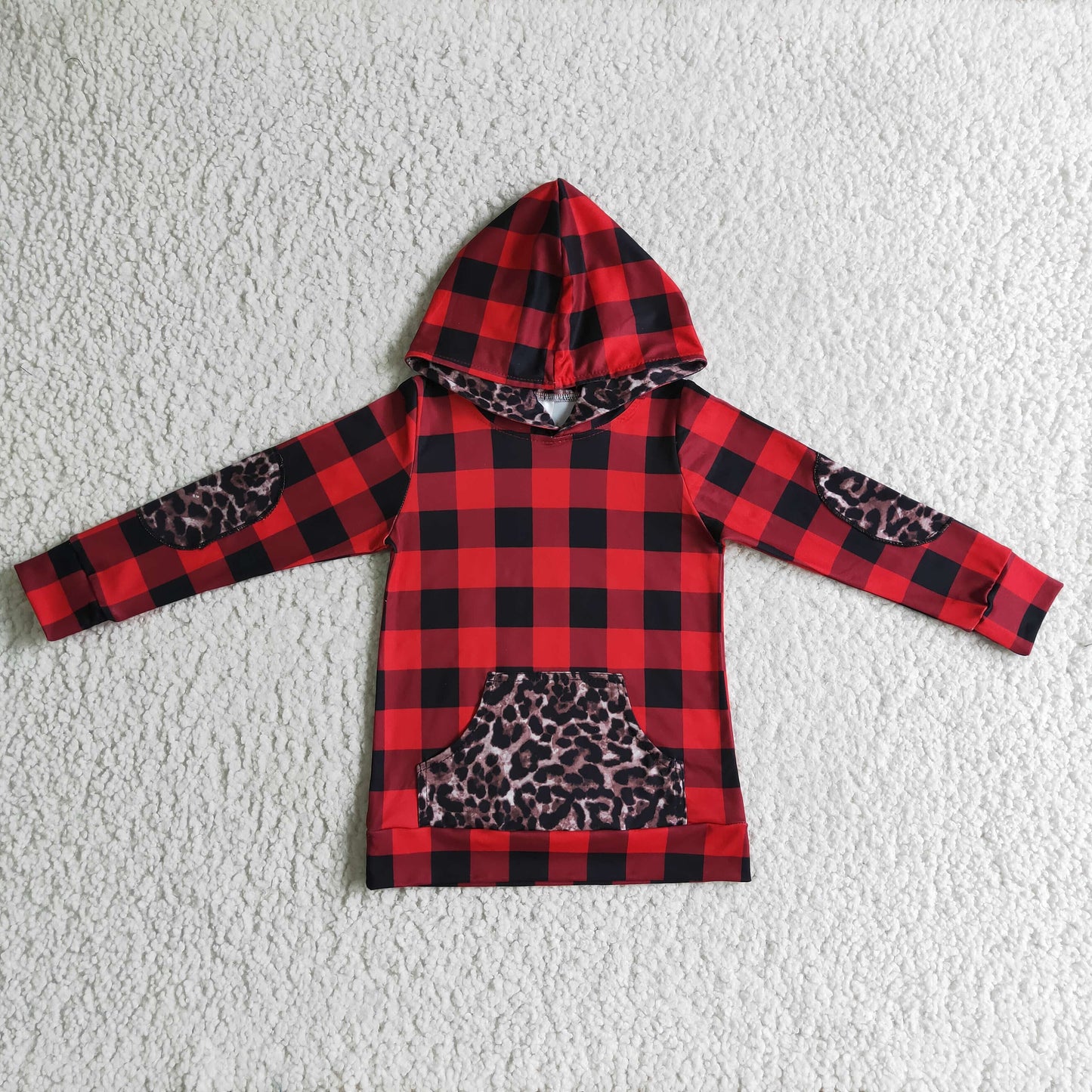 Buffalo Plaid Leopard Kinder Reißverschluss Weihnachtspullover