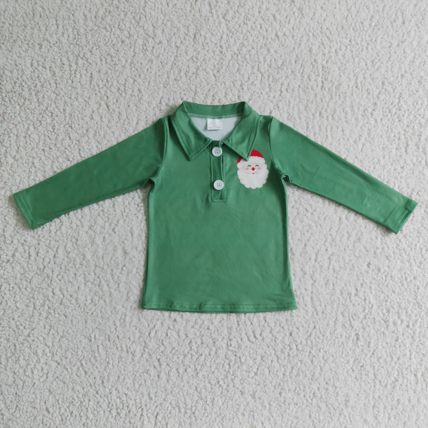 Jungen Weihnachtshemd mit Weihnachtsmann-Aufdruck und langen Ärmeln