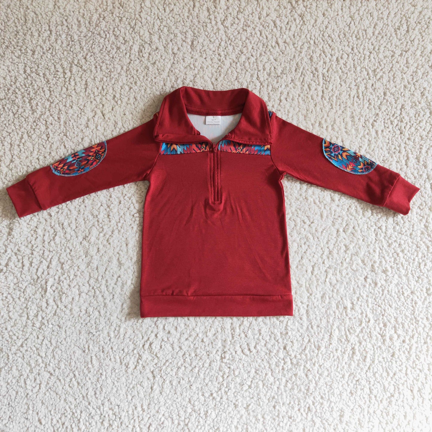 Azteken-Langarmshirt für Kinder, Jungen, Western-Reißverschlusspullover
