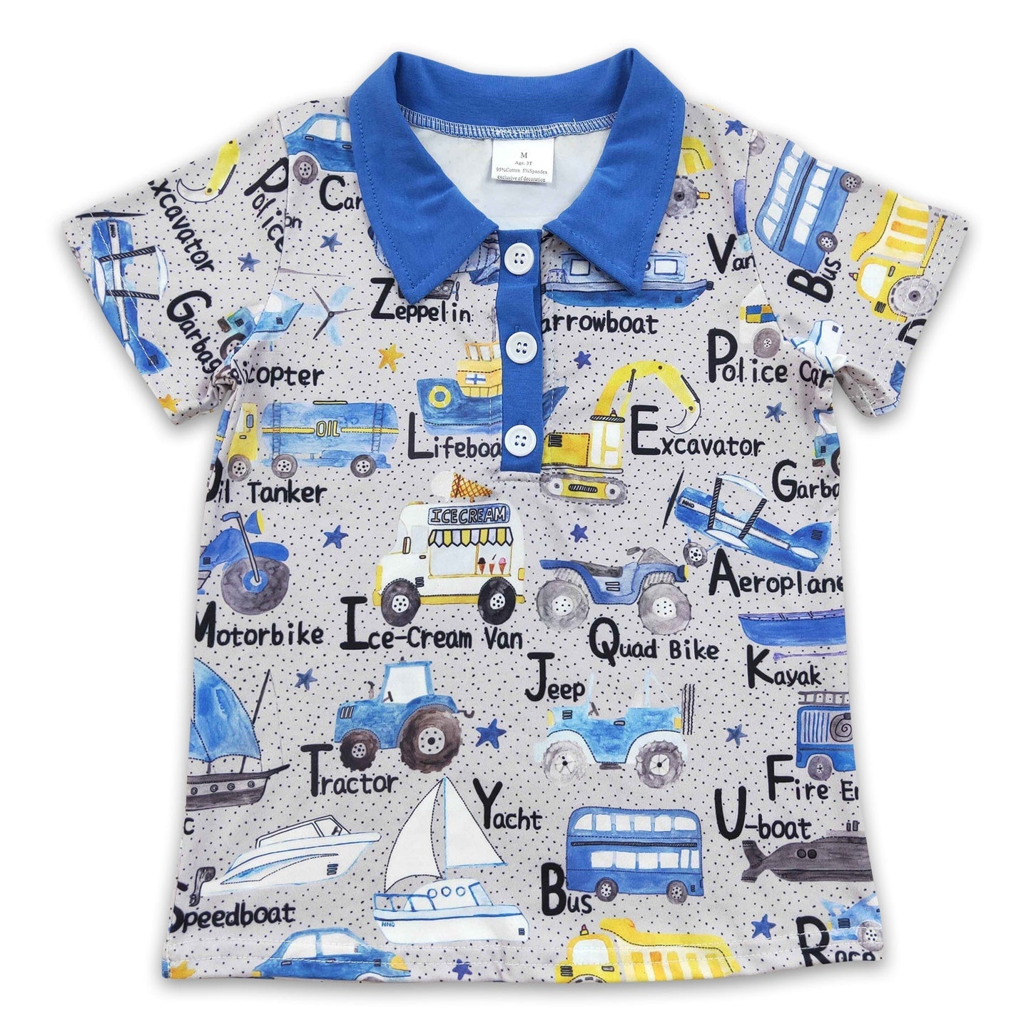 Transport Auto Motorrad Boot Kinder Junge Sommer Poloshirt