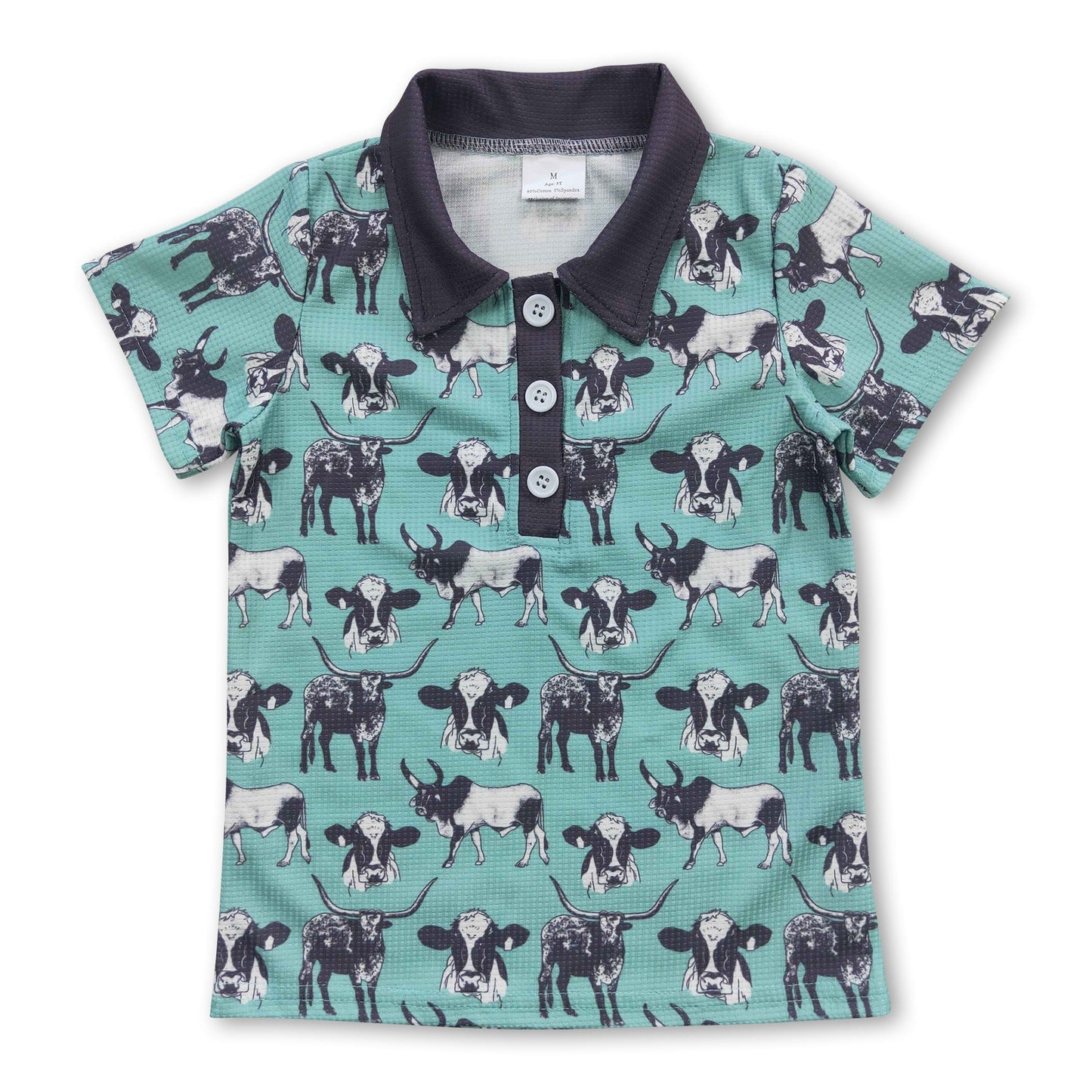 Western Poloshirt mit Kuh-Motiv für Jungen