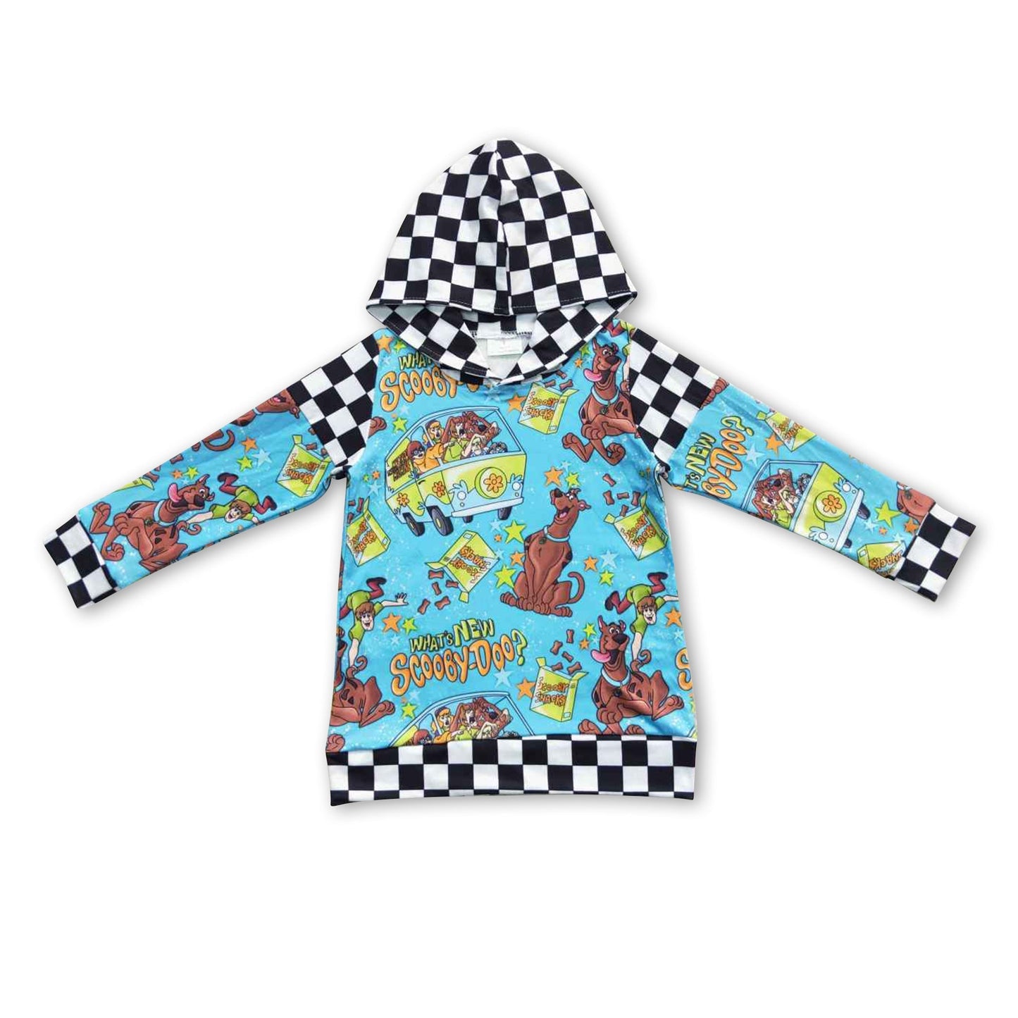 Karierter Hunde-Mystery-Langarm-Baby-Kinder-Hoodie