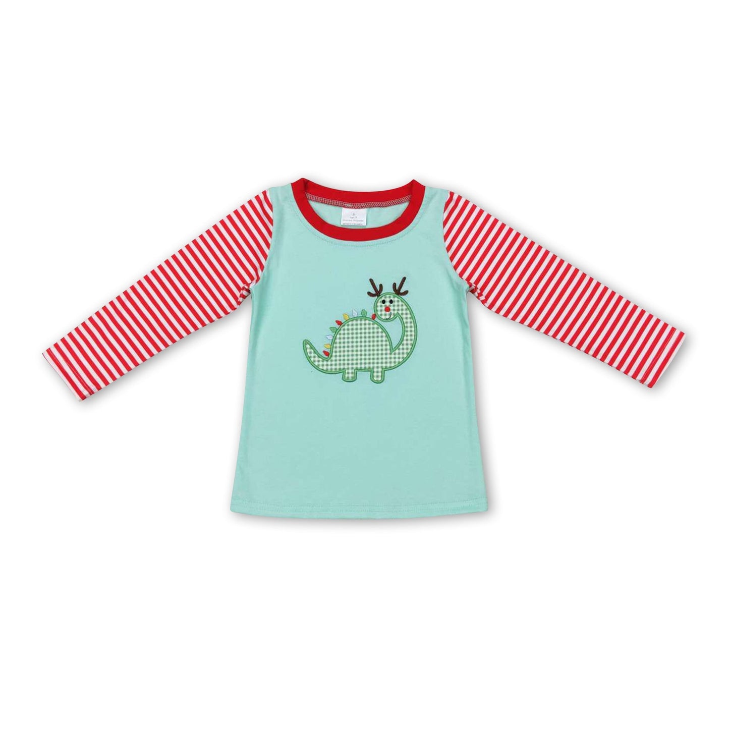 Dinosaurierstreifen Langarm Kinder Jungen Weihnachtsshirt