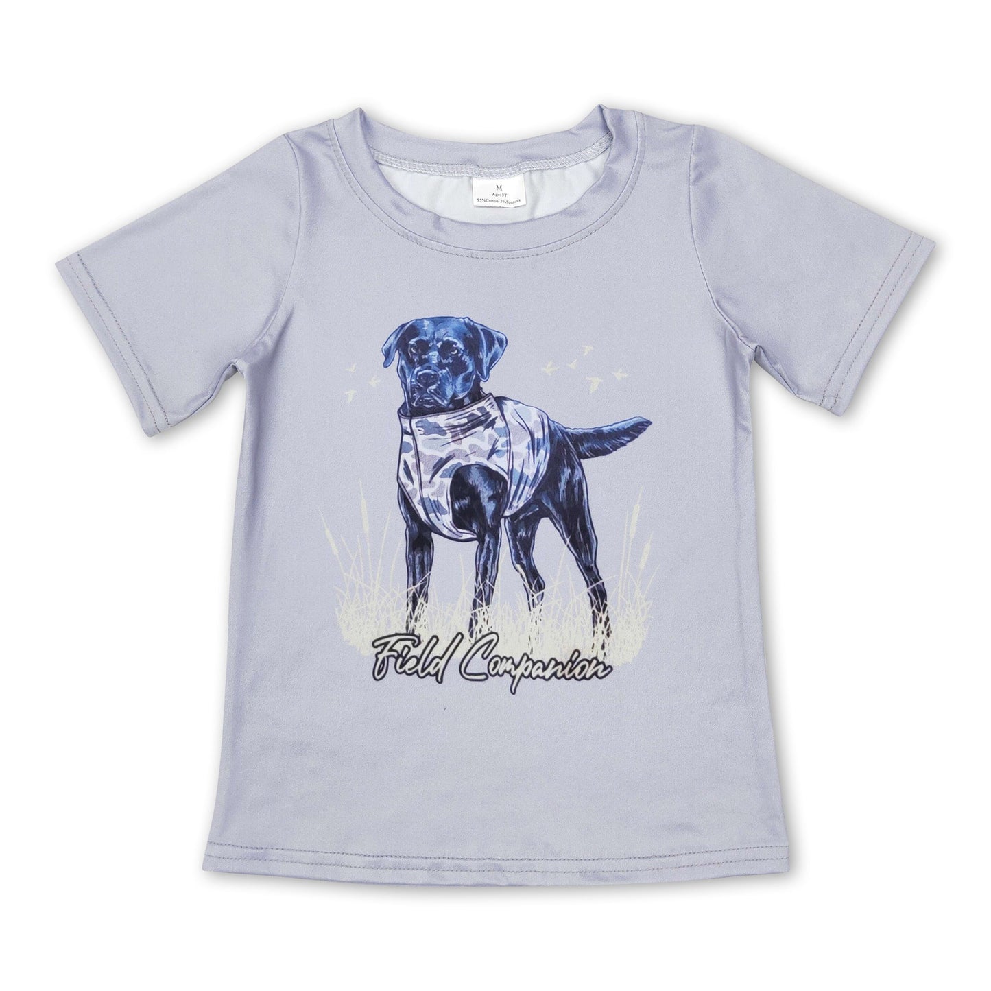 Graues kurzärmeliges Camo-Hundejungen-Shirt